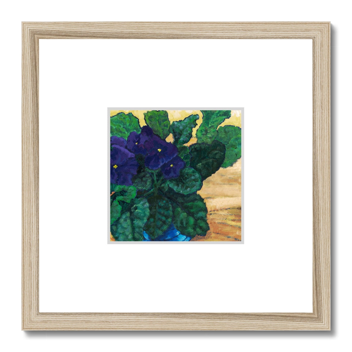 Framed Fine Art Print, Faux Mat - 12x12 inches | African Violets in Acrylic, FMS-1090