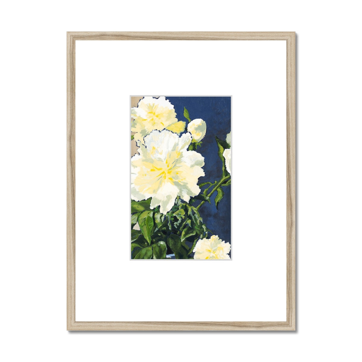 Framed Fine Art Print, Faux Mat - 18x24 inches | White Peonies in Acrylic, FMV-1050