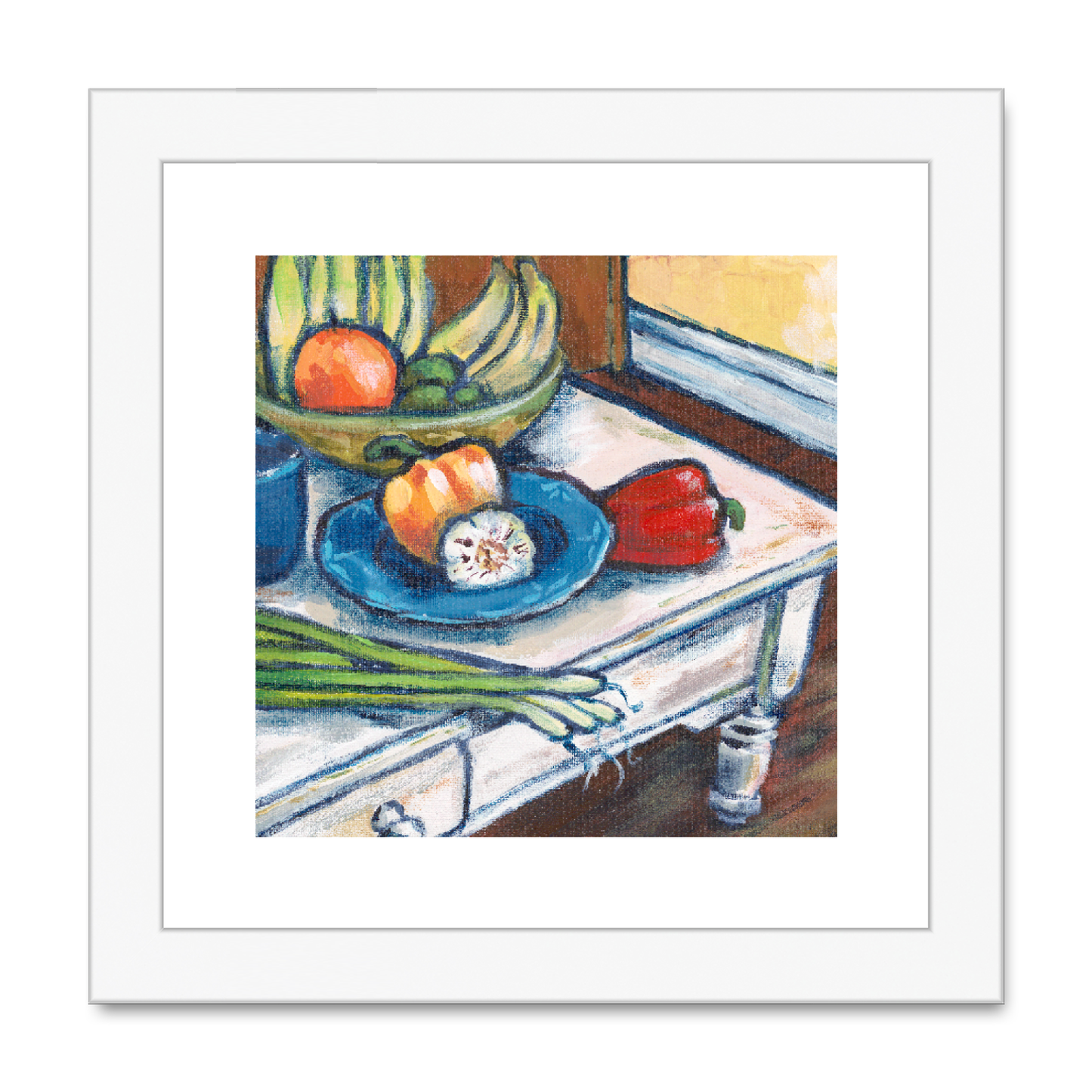 Framed Fine Art Print, White Mat , Still Life in Acrylic, FPS-1000-1101, 8"x8", White Frame
