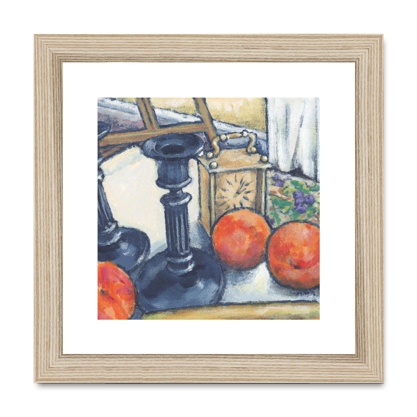 Framed Fine Art Print, White Mat , Still Life in Acrylic, FPS-1000-1102, 8"x8", Natural Frame