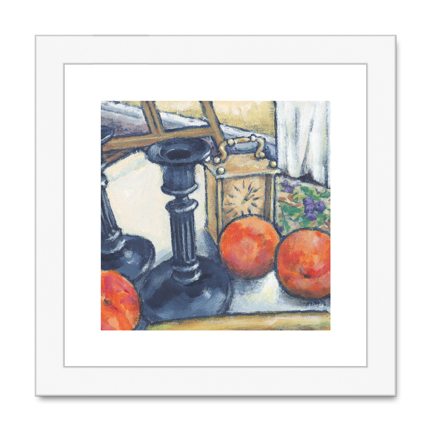 Framed Fine Art Print, White Mat , Still Life in Acrylic, FPS-1000-1102, 8"x8", White Frame
