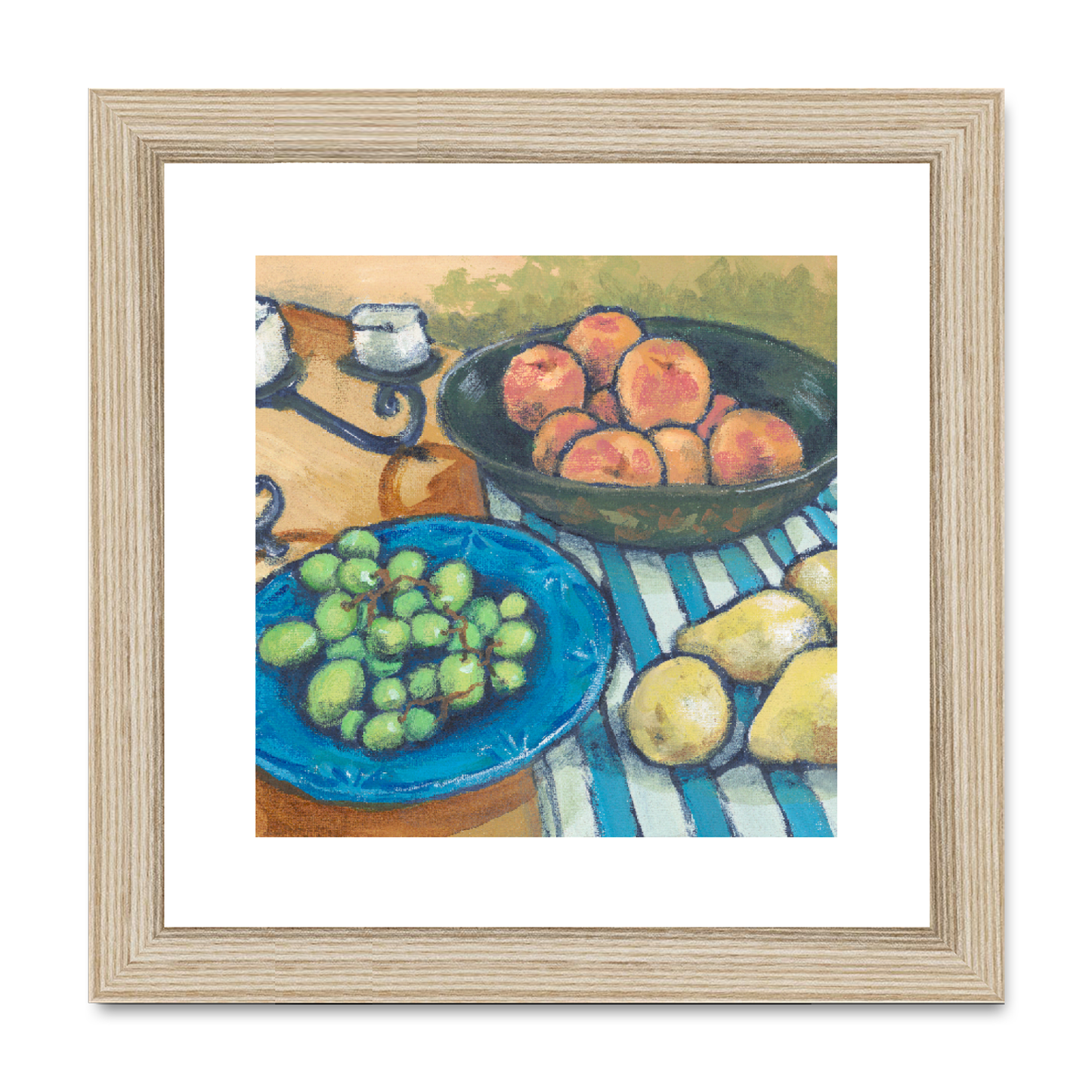 Framed Fine Art Print, White Mat , Still Life in Acrylic, FPS-1000-1103, 8"x8", Natural Frame