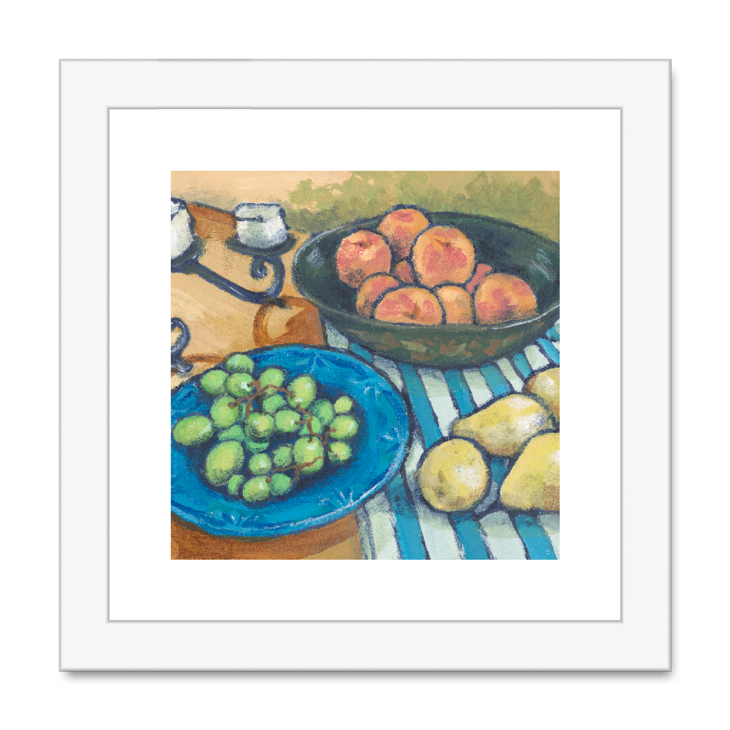 Framed Fine Art Print, White Mat , Still Life in Acrylic, FPS-1000-1103, 8"x8", White Frame
