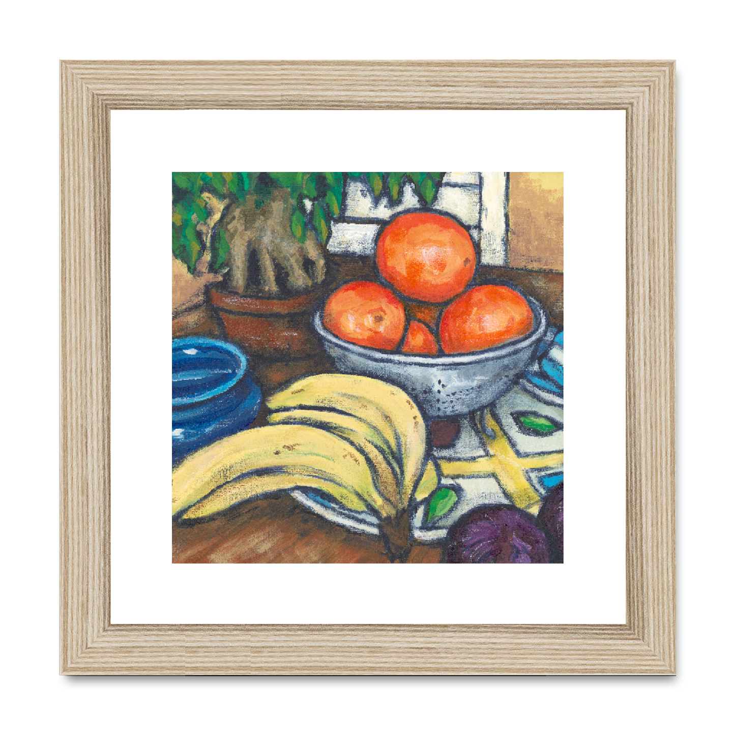Framed Fine Art Print, White Mat , Still Life in Acrylic, FPS-1000-1104, 8"x8", Natural Frame