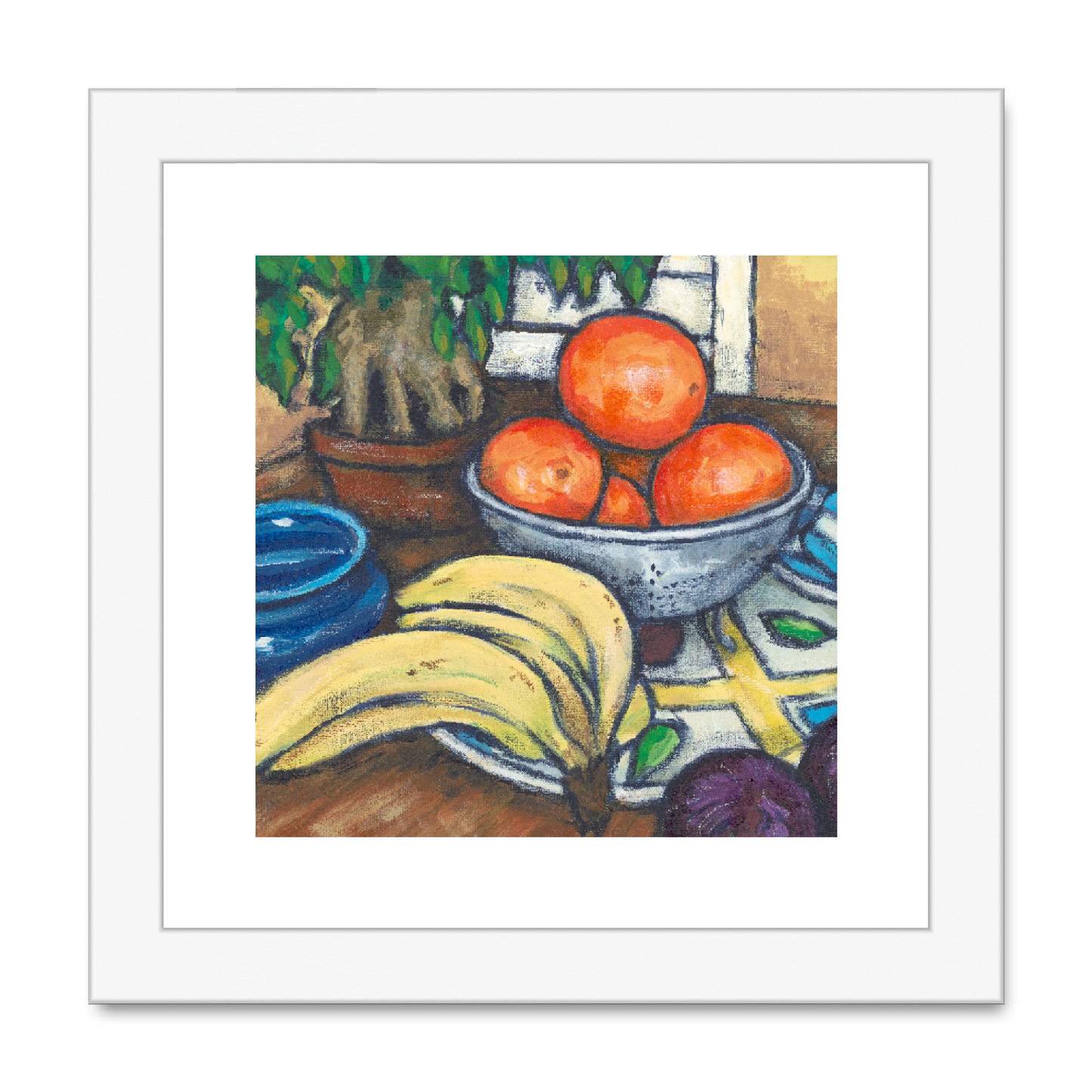 Framed Fine Art Print, White Mat , Still Life in Acrylic, FPS-1000-1104, 8"x8", White Frame