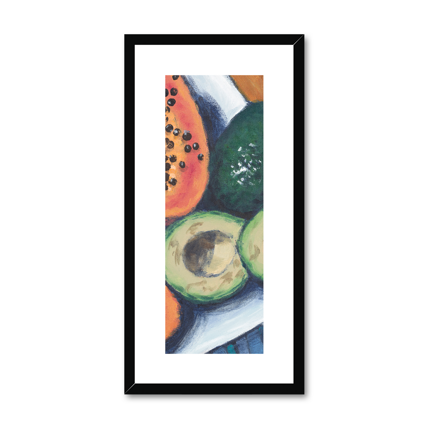 Framed Fine Art Print, White Mat - 12x24 inches | Papaya & Avocados, FPT-1000-1105-002