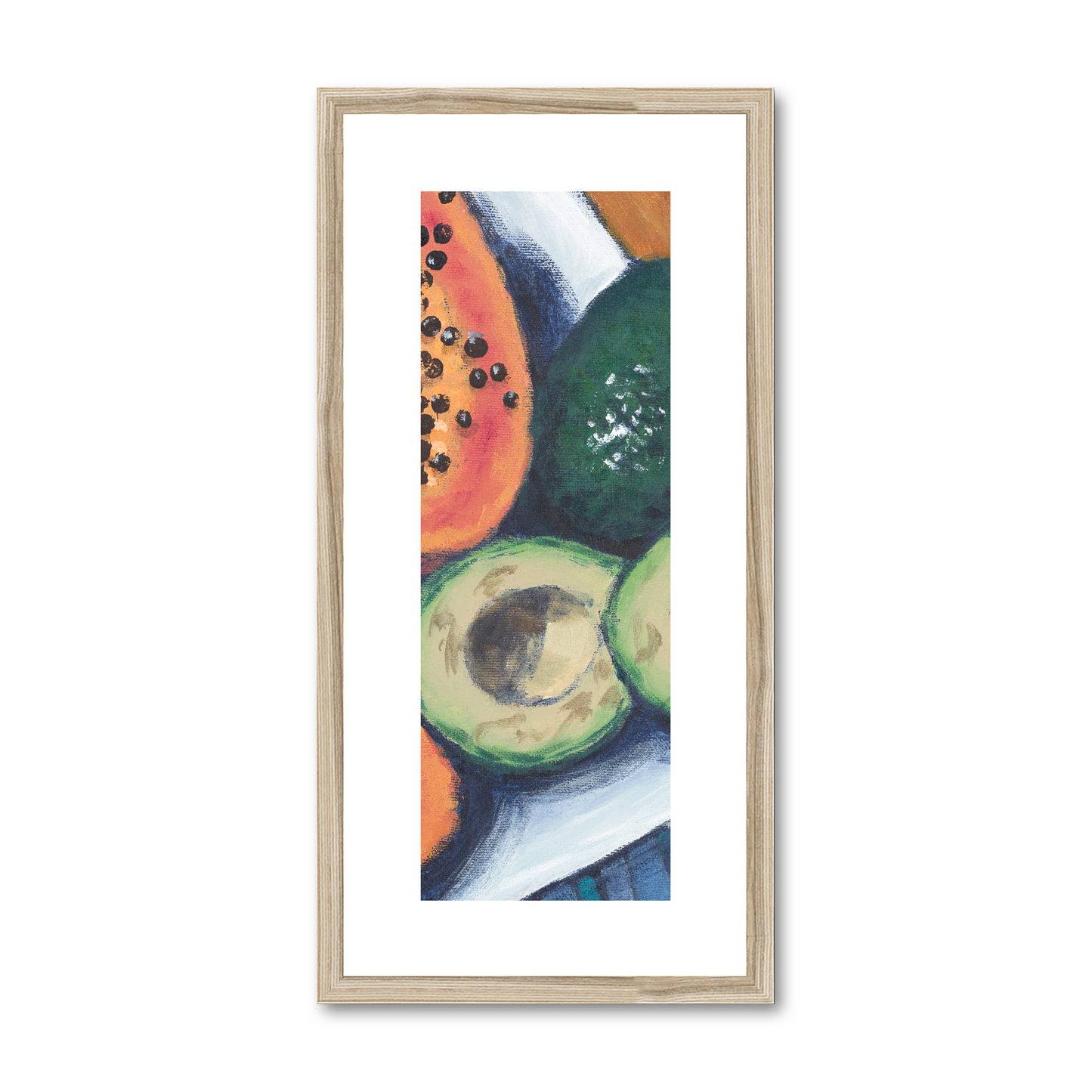 Framed Fine Art Print, White Mat - 12x24 inches | Papaya & Avocados, FPT-1000-1105-002