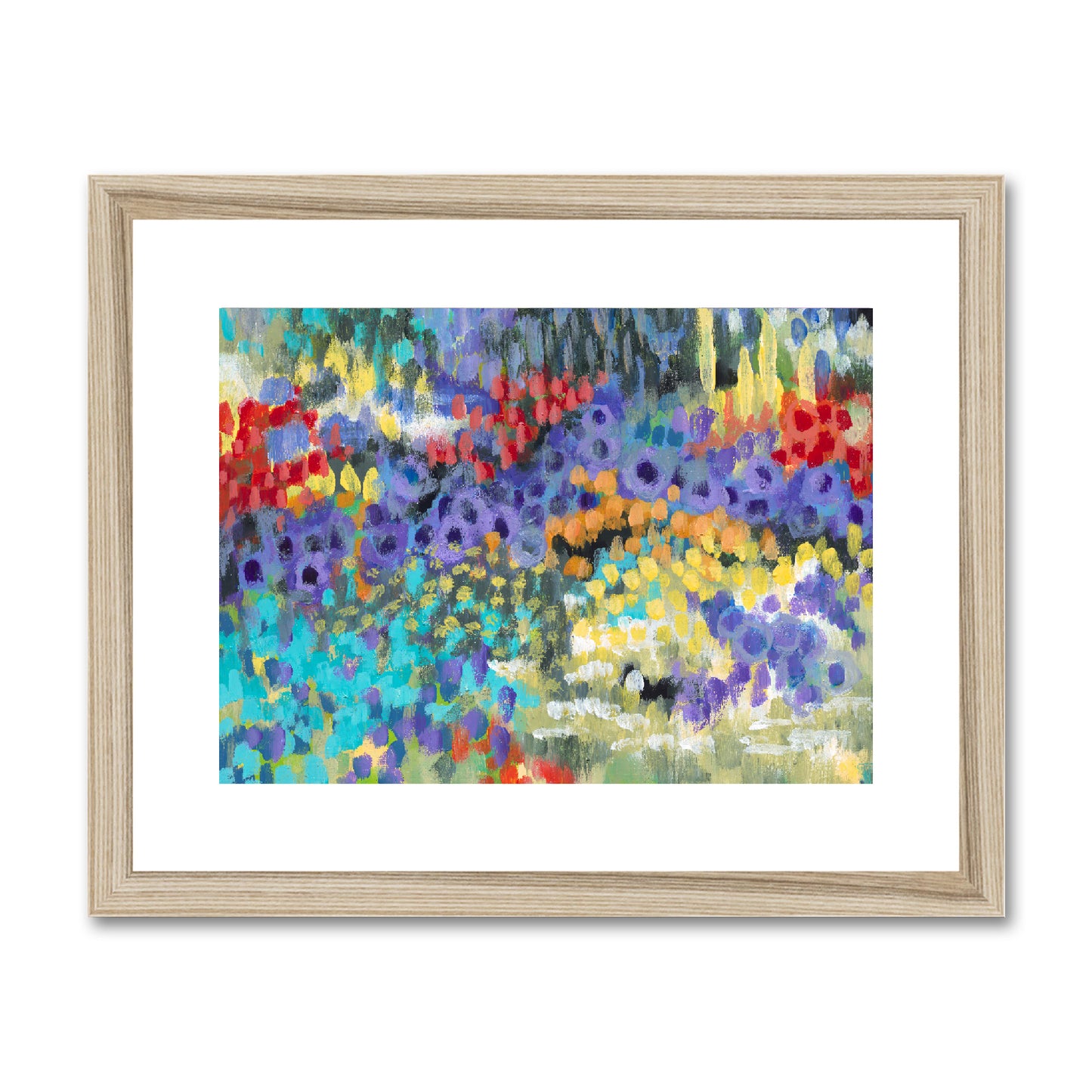 Framed Fine Art Print, White Mat - 10x8 14x11 20x16 28x20 40x28 inches | Floral Garden in Acrylic, FPH-1000-1145