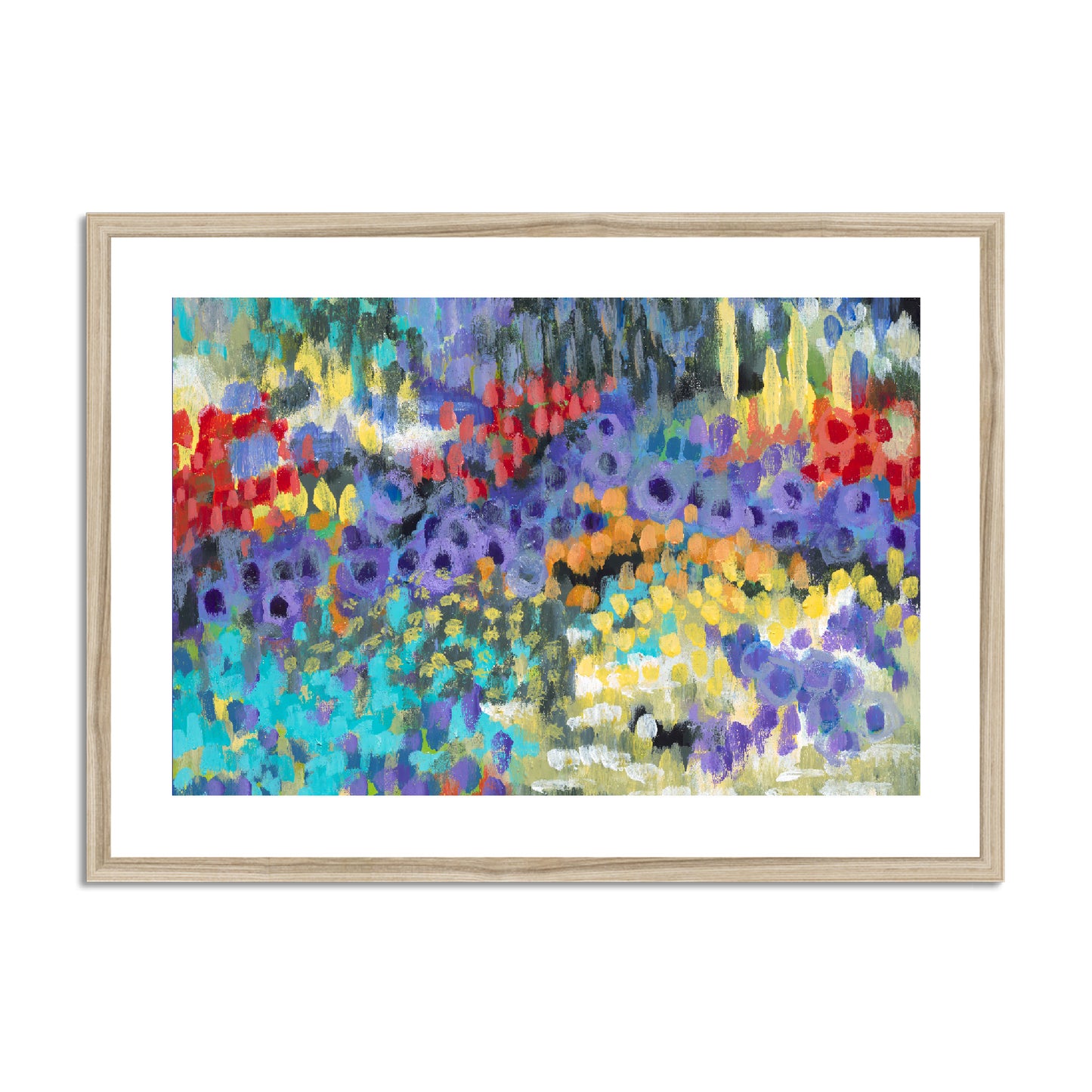 Framed Fine Art Print, White Mat - 10x8 14x11 20x16 28x20 40x28 inches | Floral Garden in Acrylic, FPH-1000-1145