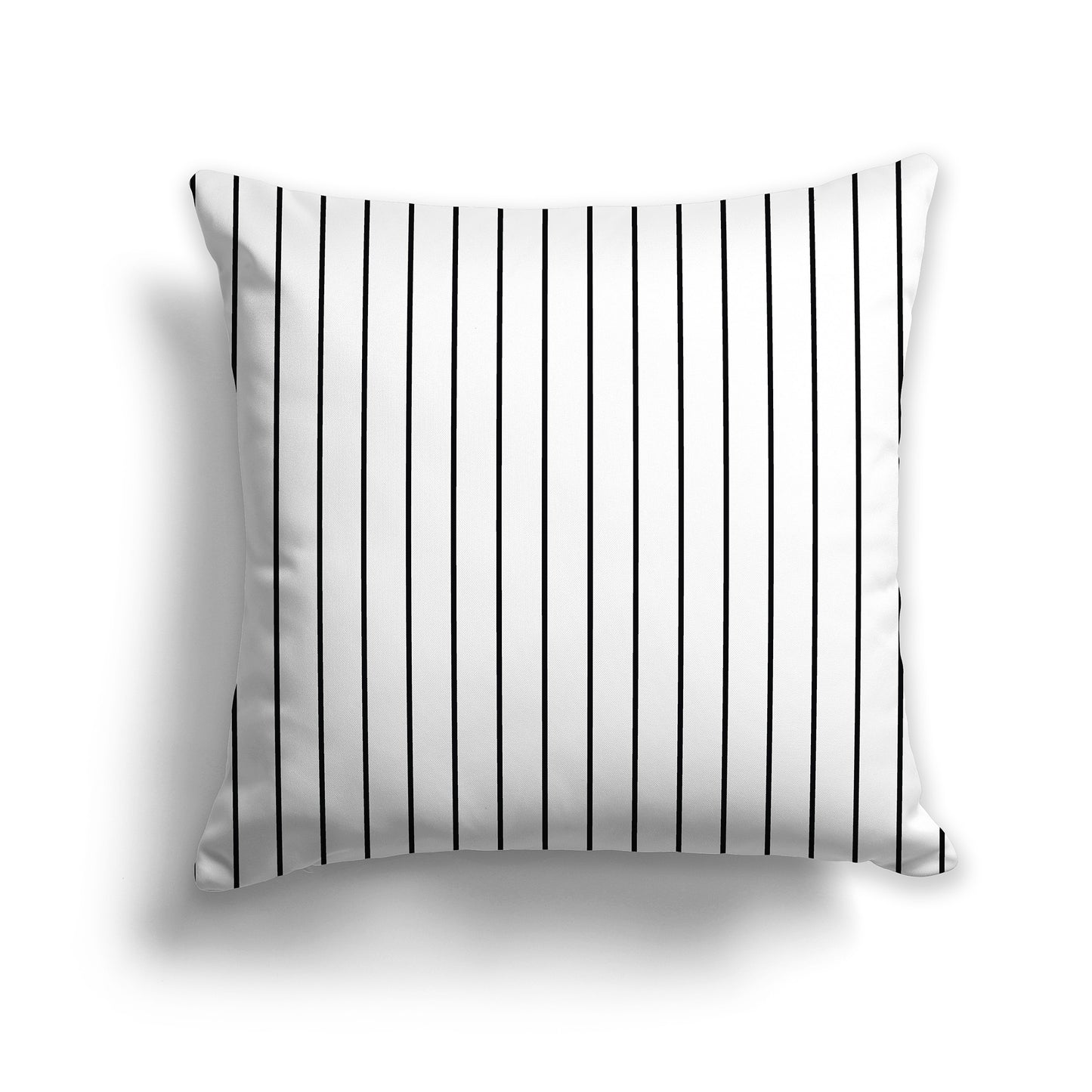 White 26 inch Throw Pillow with Fine Black Vertical Stripes