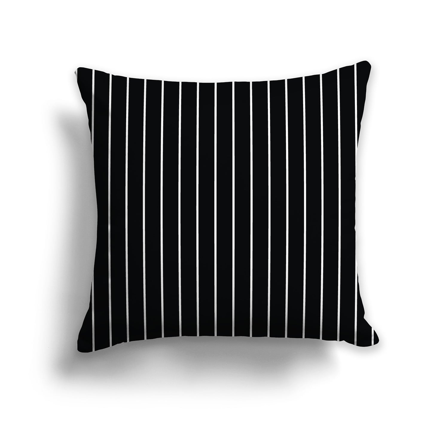 Black 26 inch Throw Pillow with Fine White Vertical Stripes