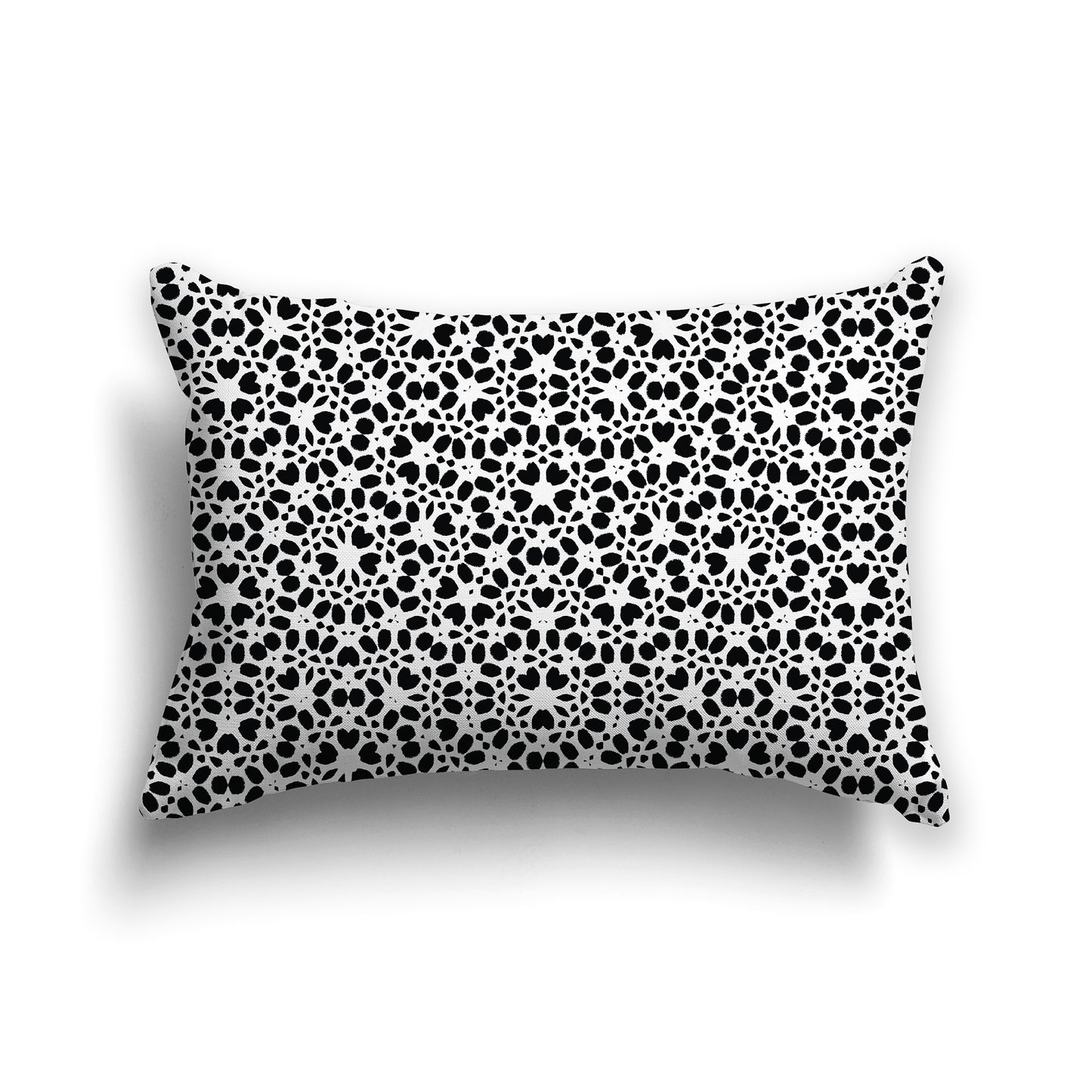 White 20x14 inch lumbar Throw Pillow with Black Paint Dab Pattern