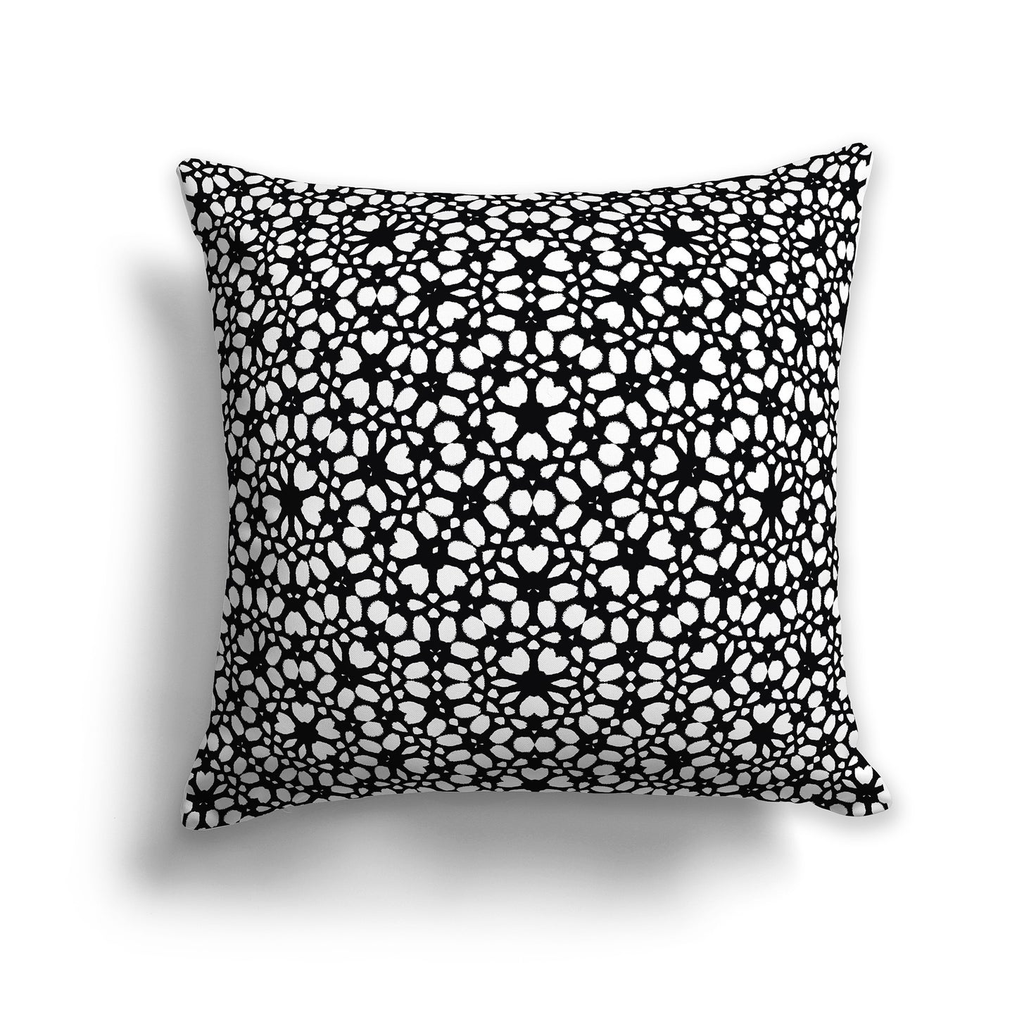 Black 16 inch Throw Pillow with White Paint Dab Pattern