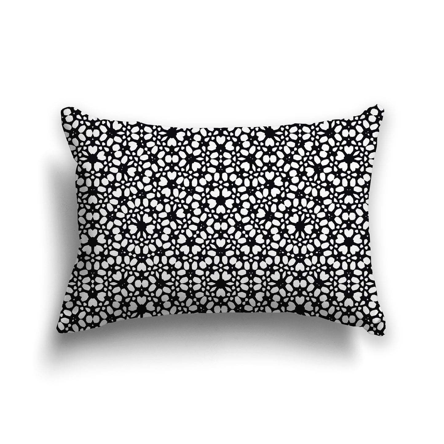 Black 20x14 inch lumbar Throw Pillow with White Paint Dab Pattern