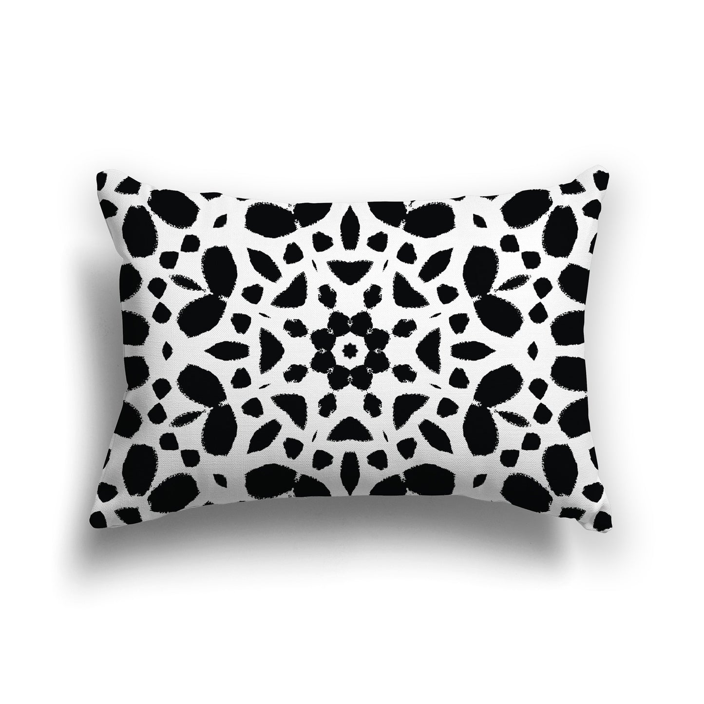 White Square Throw Pillow with Black Circular Pattern