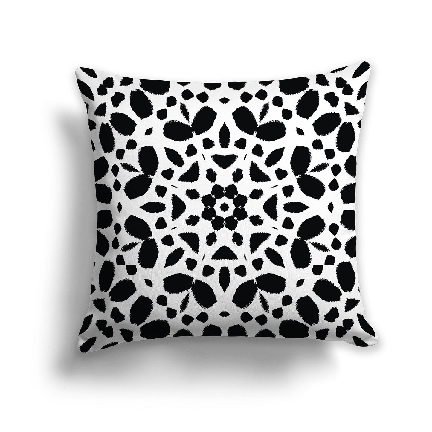 White Lumbar Throw Pillow with Black Circular Pattern
