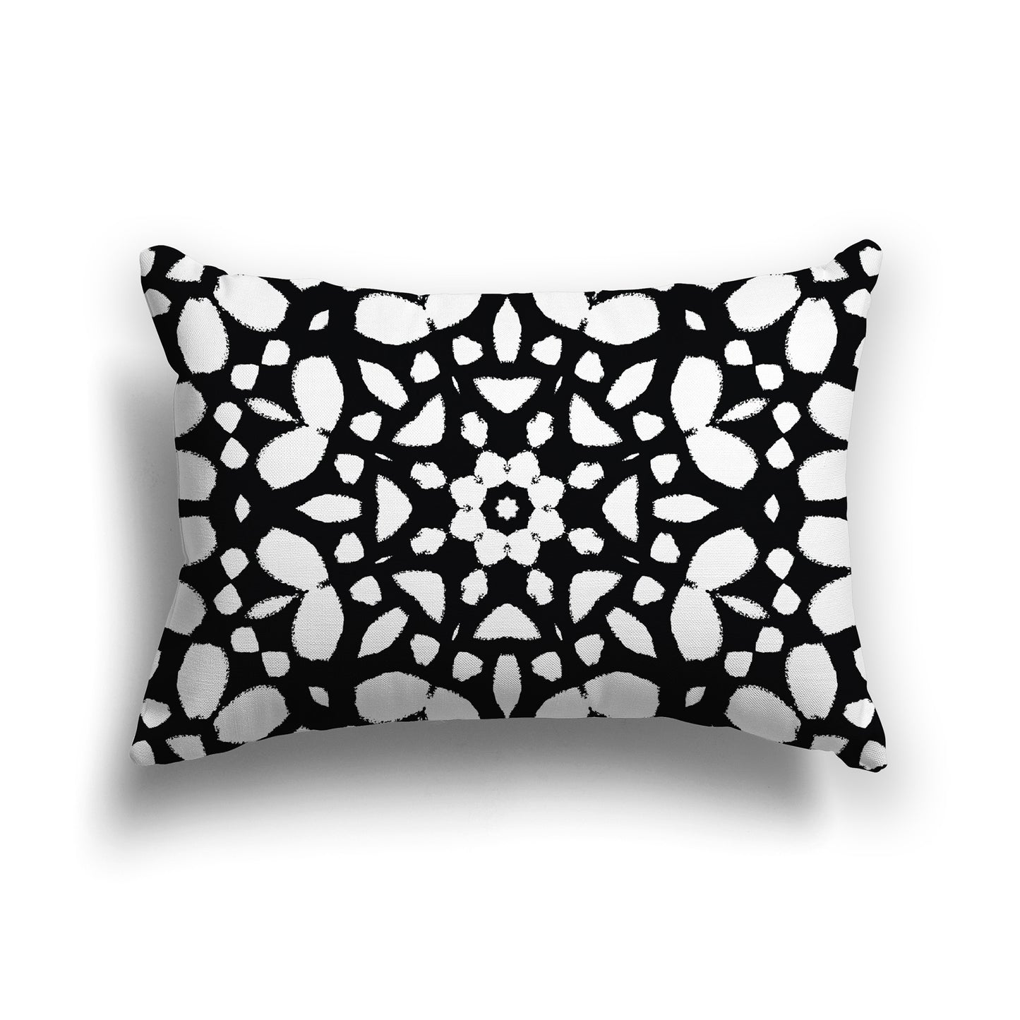Black Square Throw Pillow with White Circular Pattern