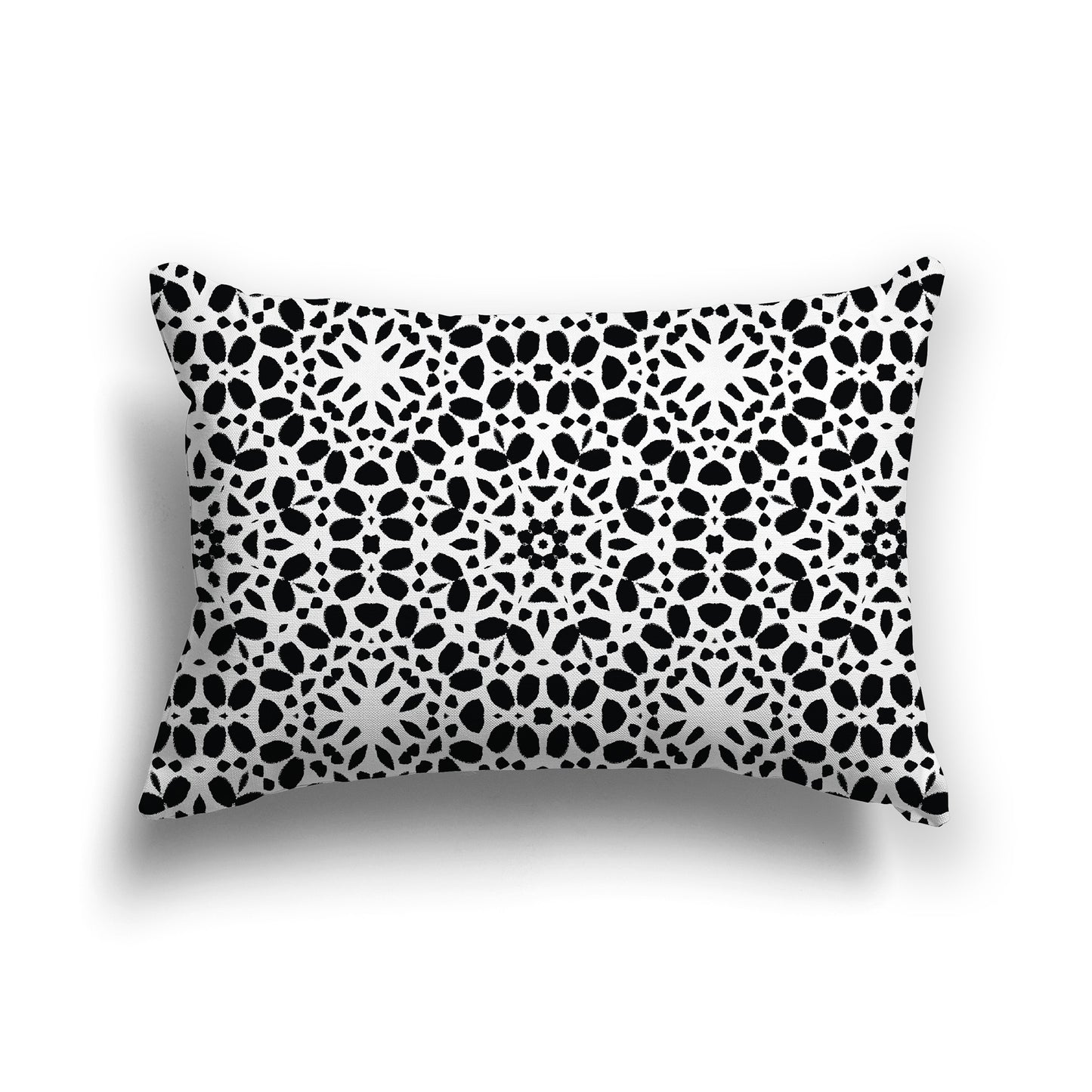 Square White Throw Pillow with Fine Black Circular Pattern