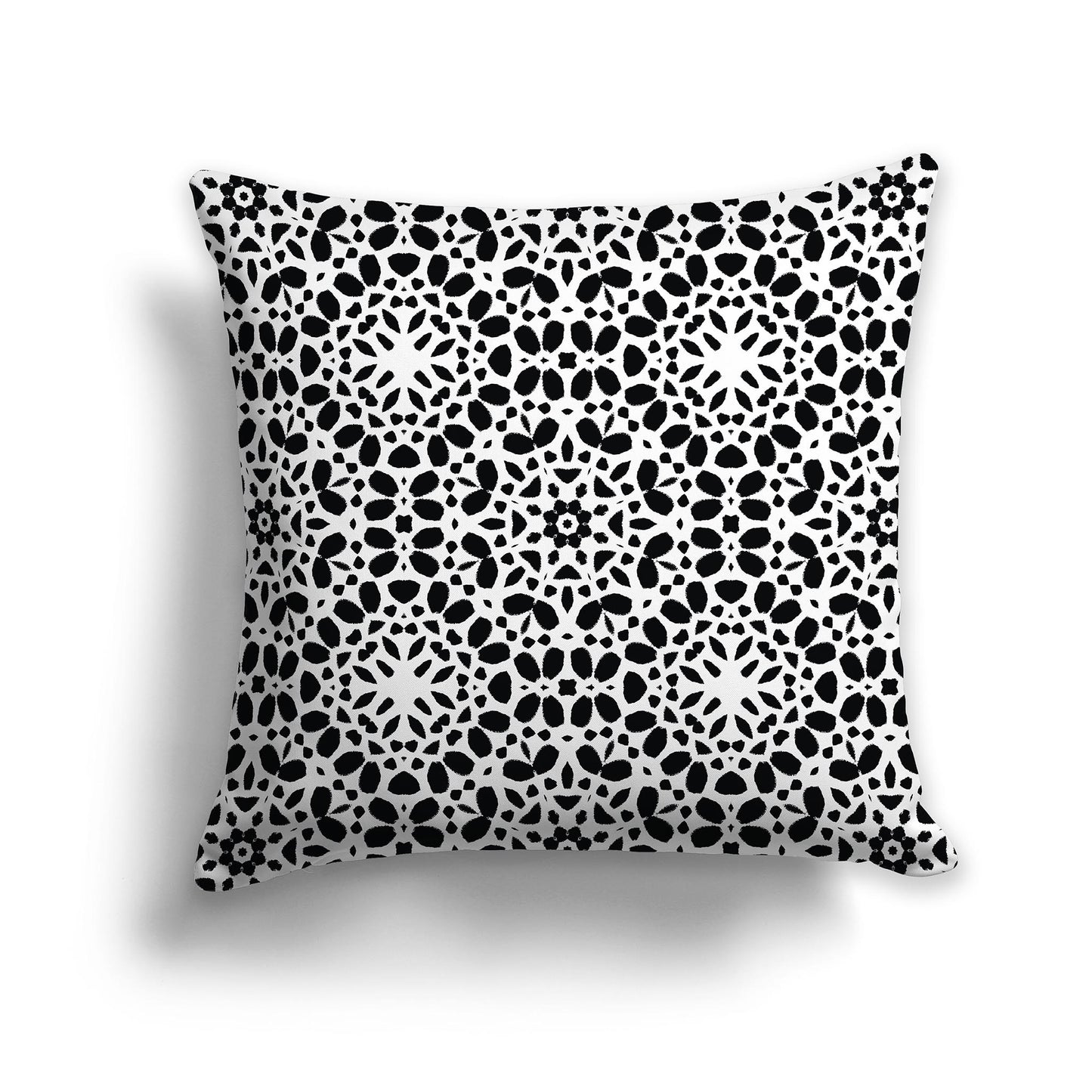 White Lumbar Throw Pillow with Fine Black Circular Pattern