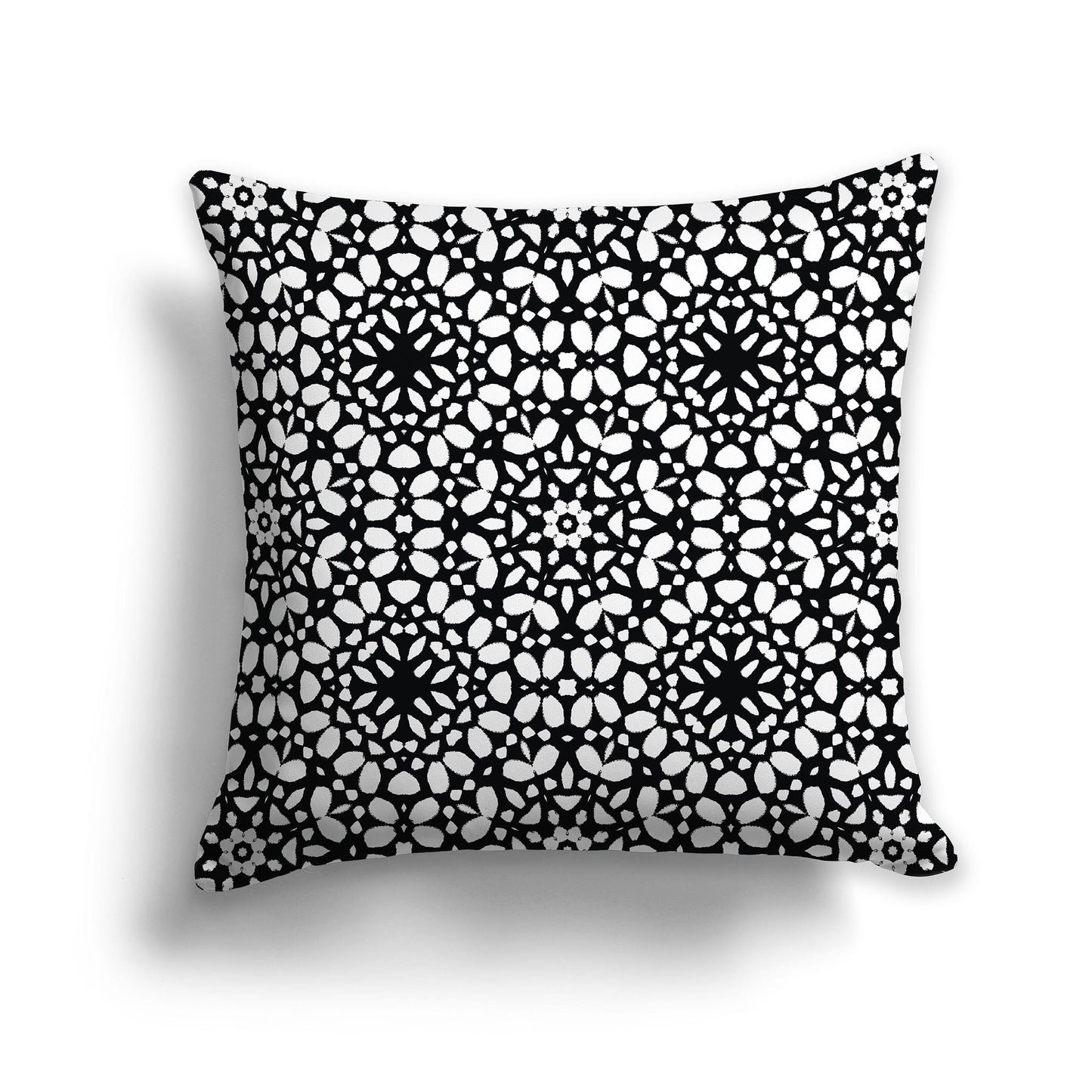 Black Lumbar Throw Pillow with Fine White Circular Pattern