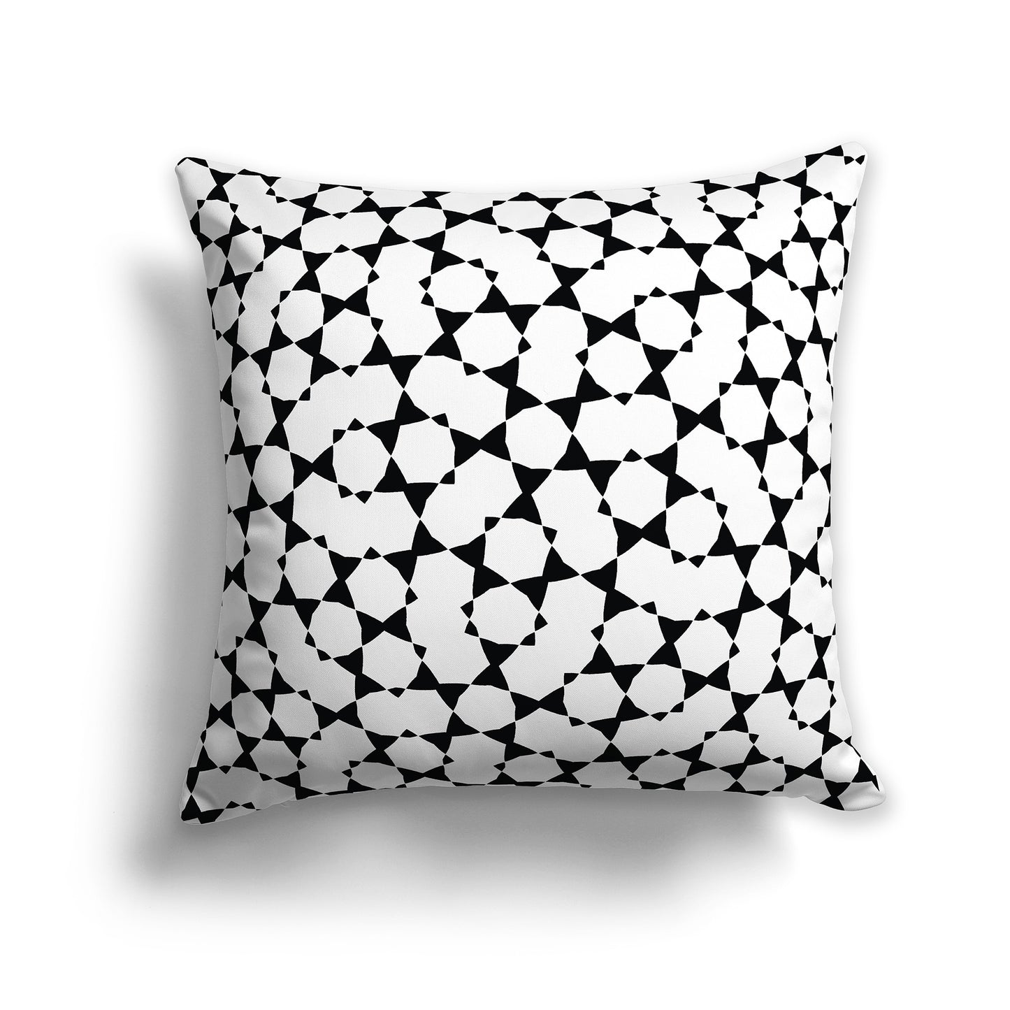 White 16 inch Throw Pillow with Black Geometric Pattern