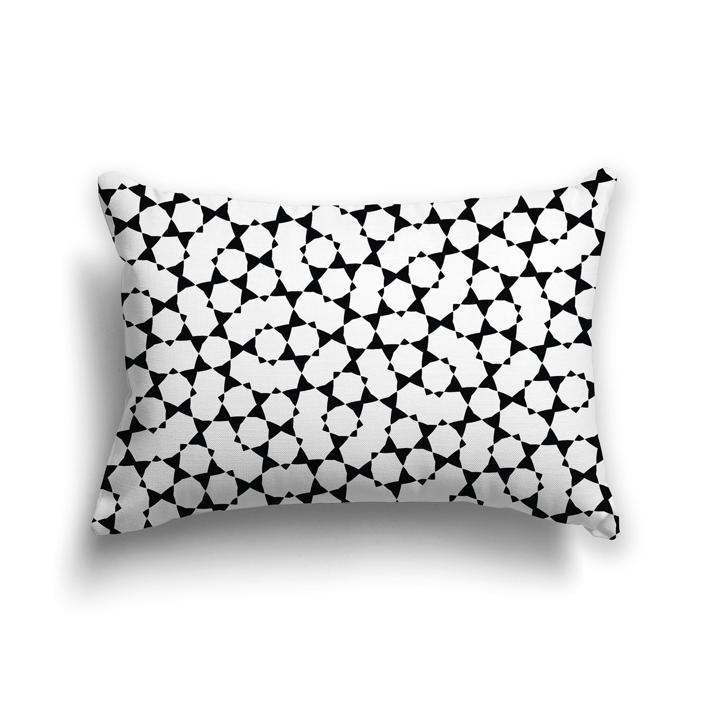 White 20x14 inch Lumbar Throw Pillow with Black Geometric Pattern