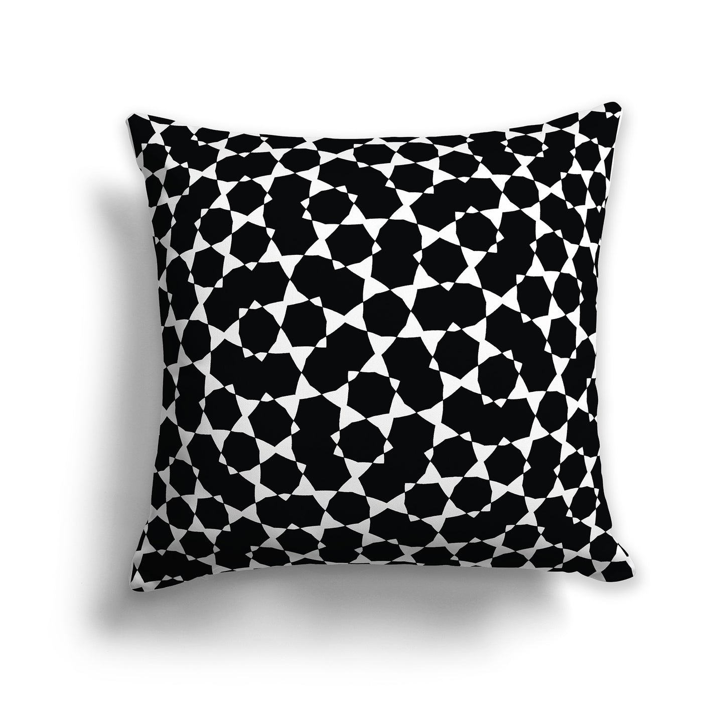 Black 16 inch Throw Pillow with White Geometric Pattern