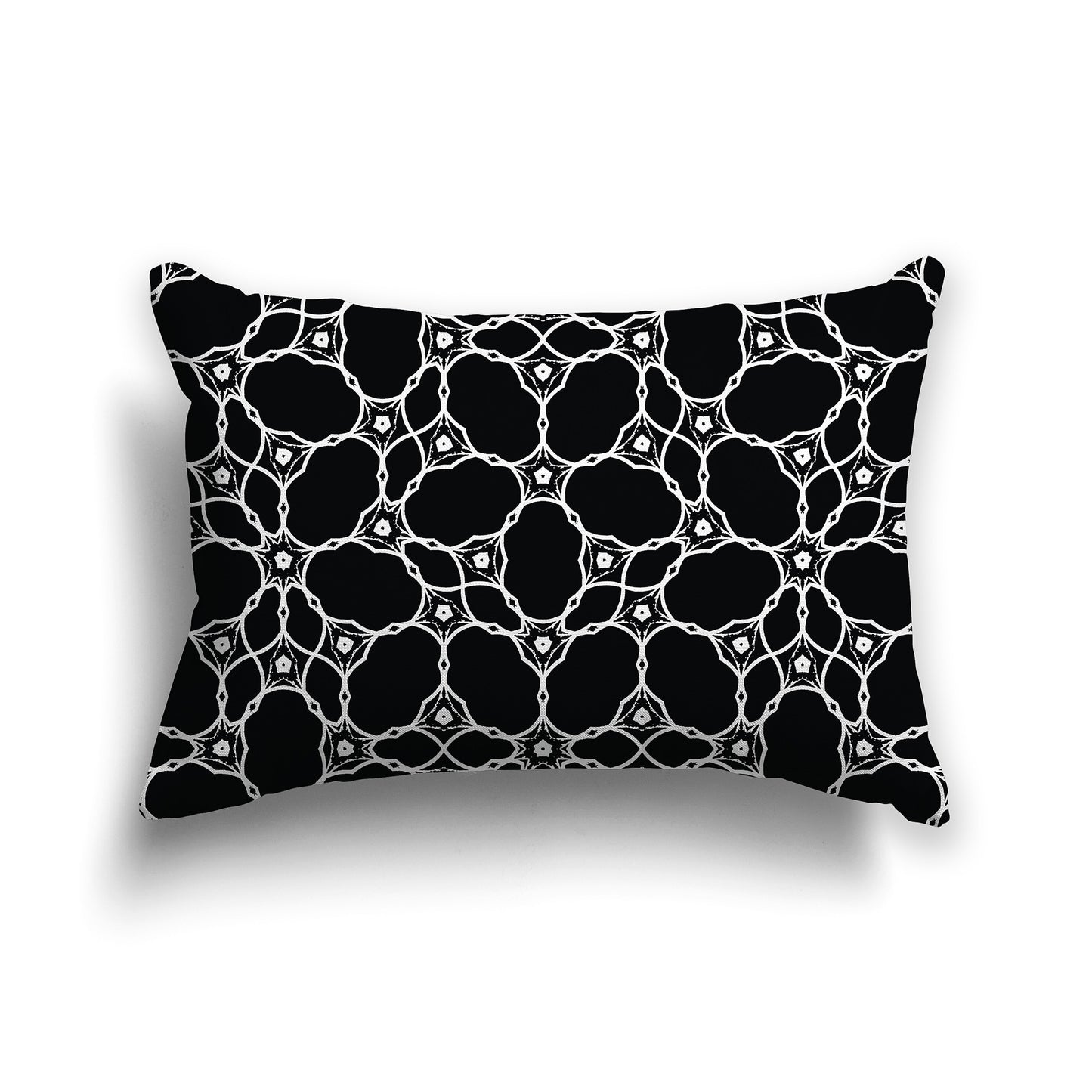 Black 20x14 inch Lumbar Throw Pillow with White Cloud-shaped Pattern