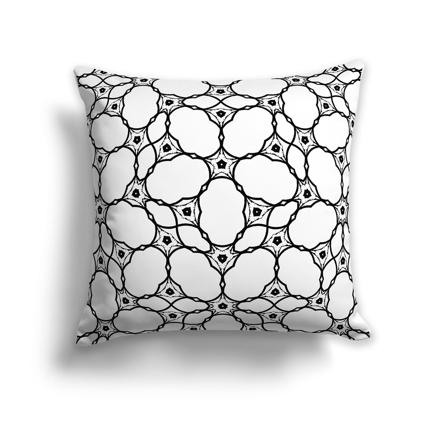 White 16 inch Throw Pillow with Black Cloud-shaped Pattern
