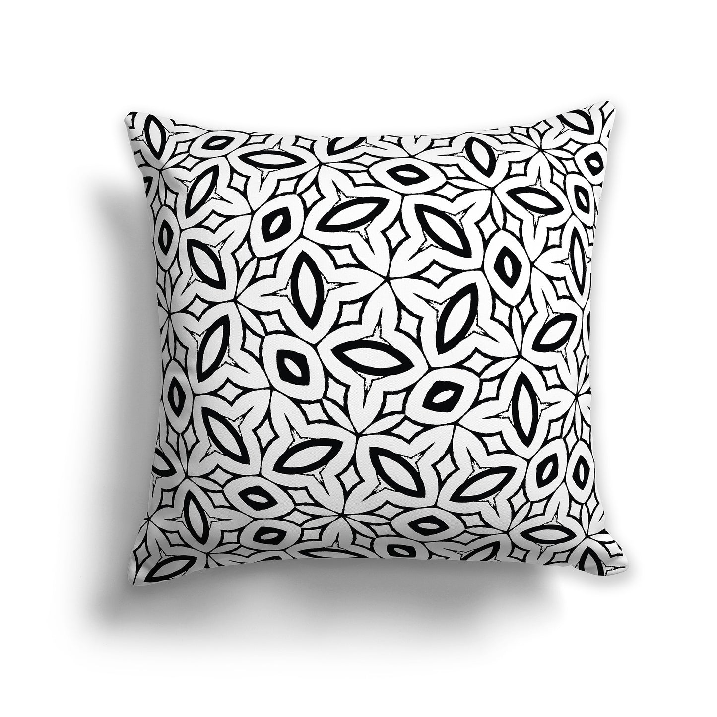 White 16 inch Throw Pillow with Black Elliptical Pattern
