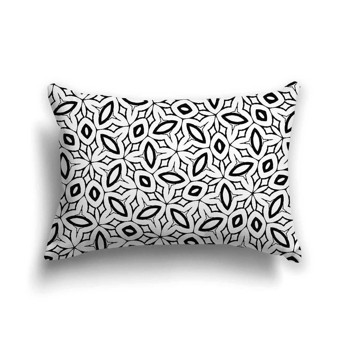 White 20x14 inch Lumbar Throw Pillow with Black Elliptical Pattern