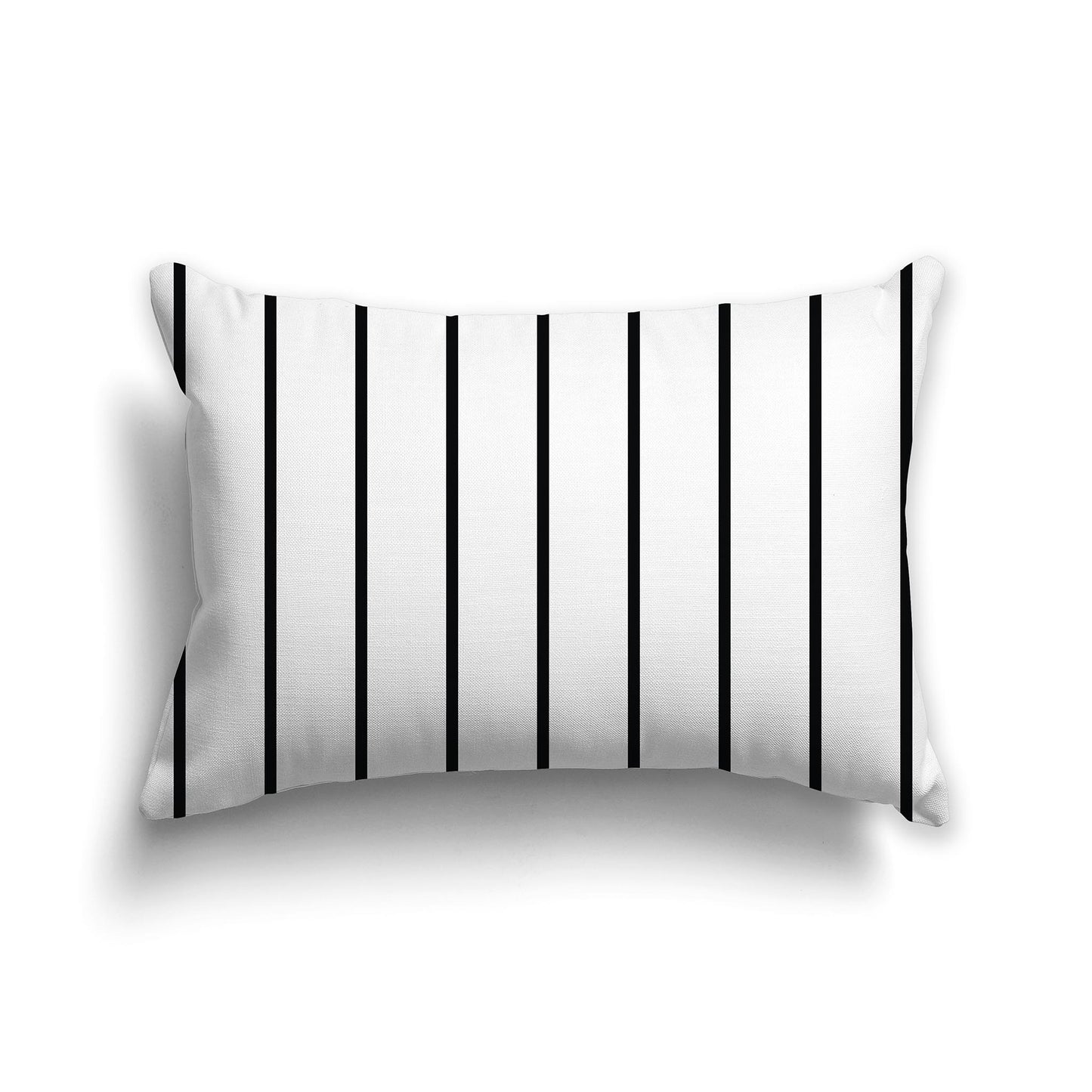 Square Throw Pillow with Thin Black Stripes on White