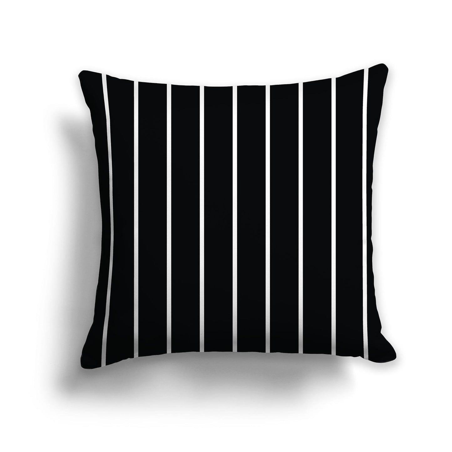 Lumbar Throw Pillow with Thin White Stripes on Black