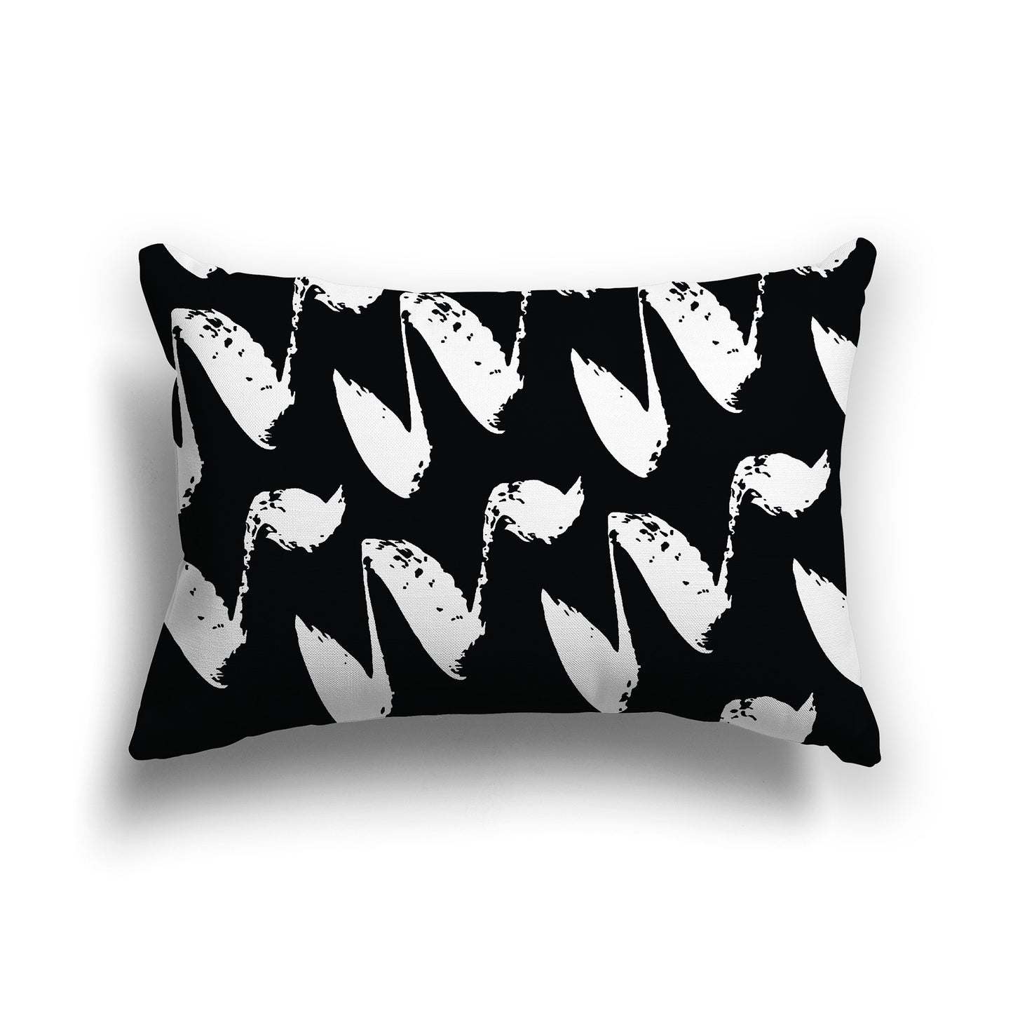 Lumbar Throw Pillow with white squiggle pattern on black
