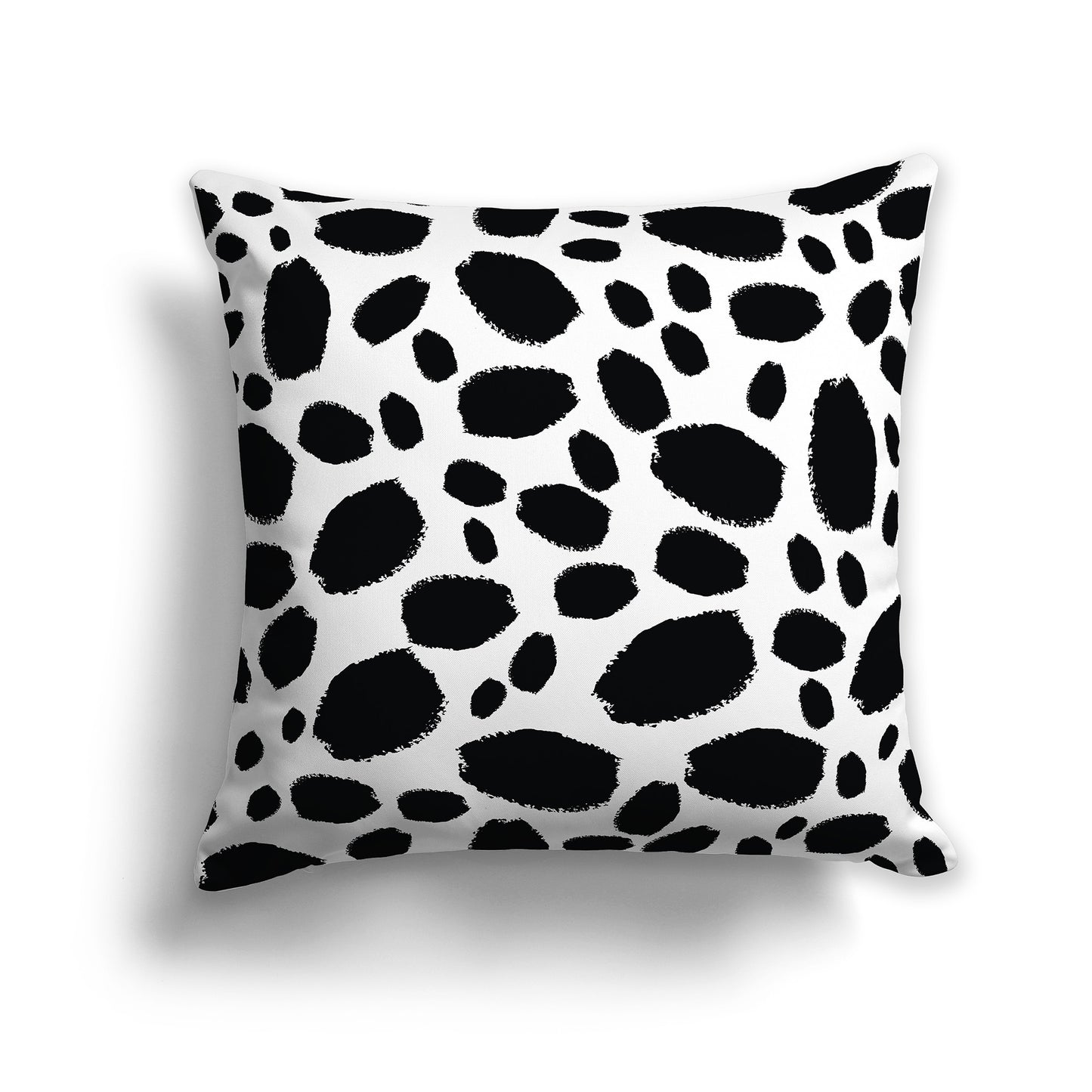 14 inch Square Throw Pillow with Black Paint Dabs on White