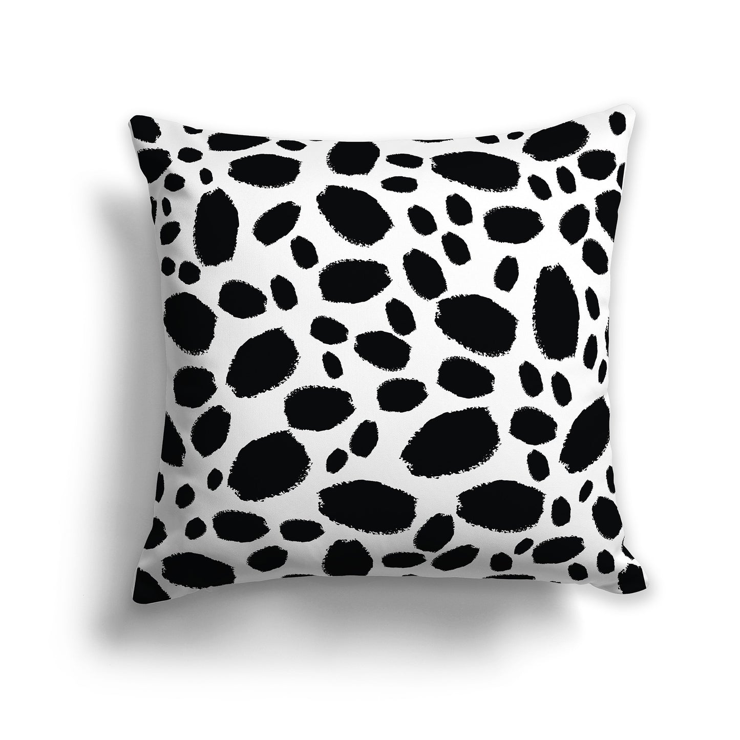 16 inch Square Throw Pillow with Black Paint Dabs on White