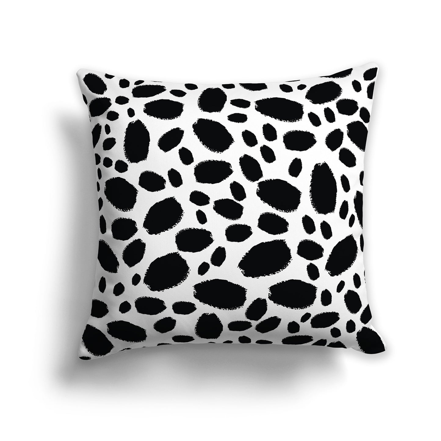 18 inch Square Throw Pillow with Black Paint Dabs on White