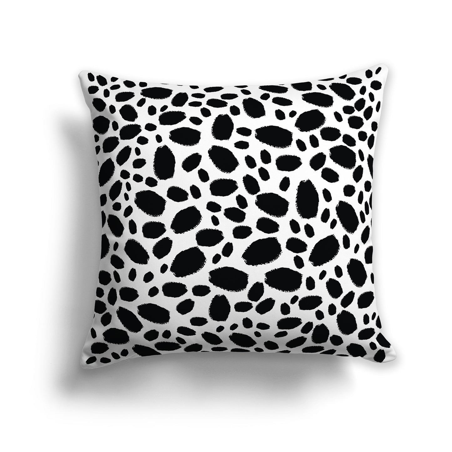 26 inch Square Throw Pillow with Black Paint Dabs on White