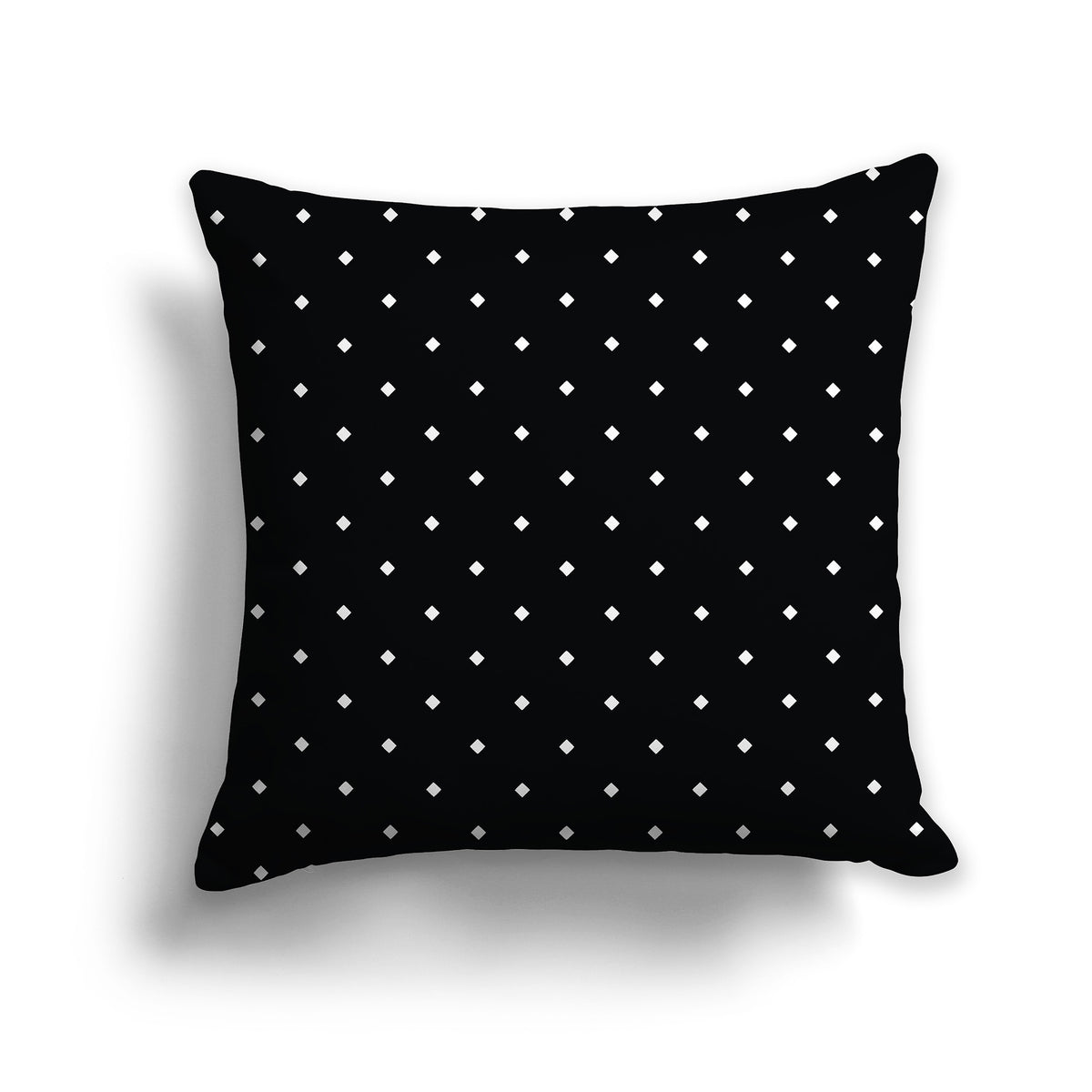 Black Throw Pillow with White Diamond Pattern on Front | Faux Suede | 26 x 26 inches