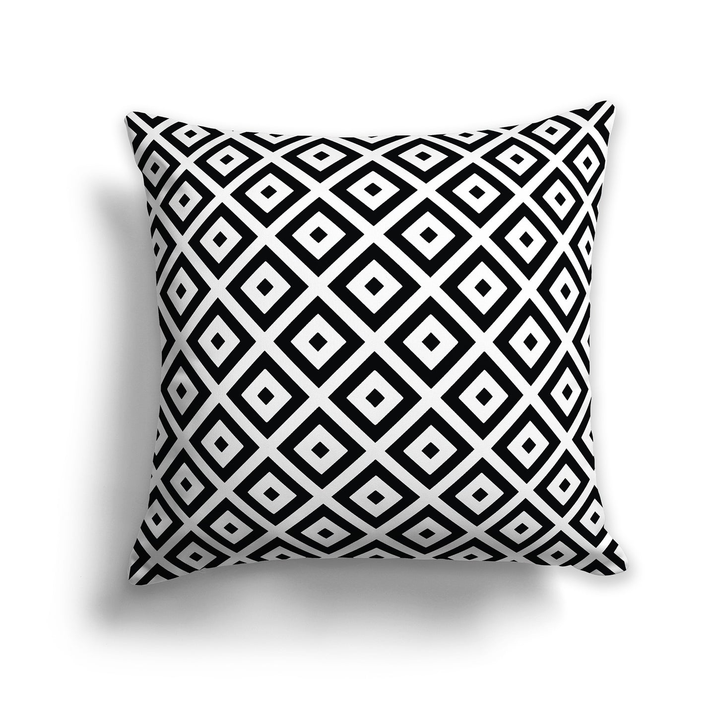 16 inch Square Throw Pillow with black and white radiating squares