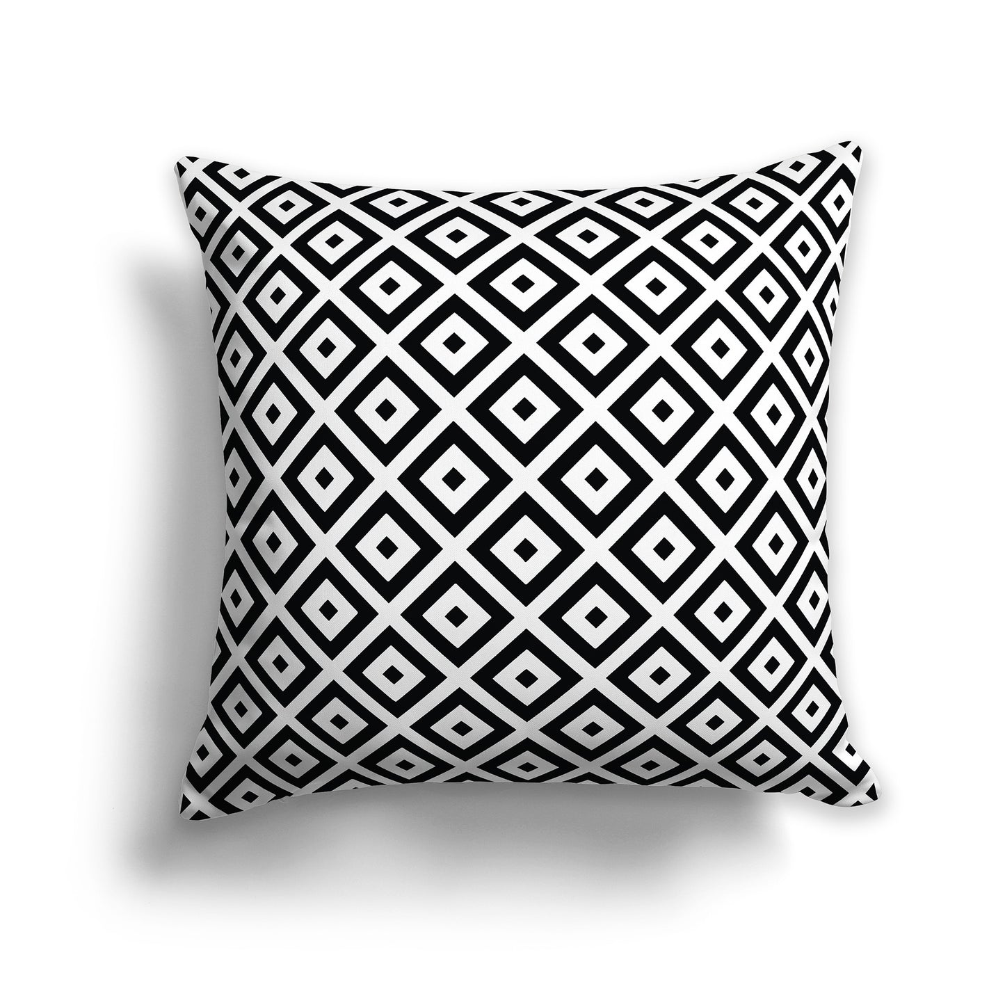 18 inch Square Throw Pillow with black and white radiating squares