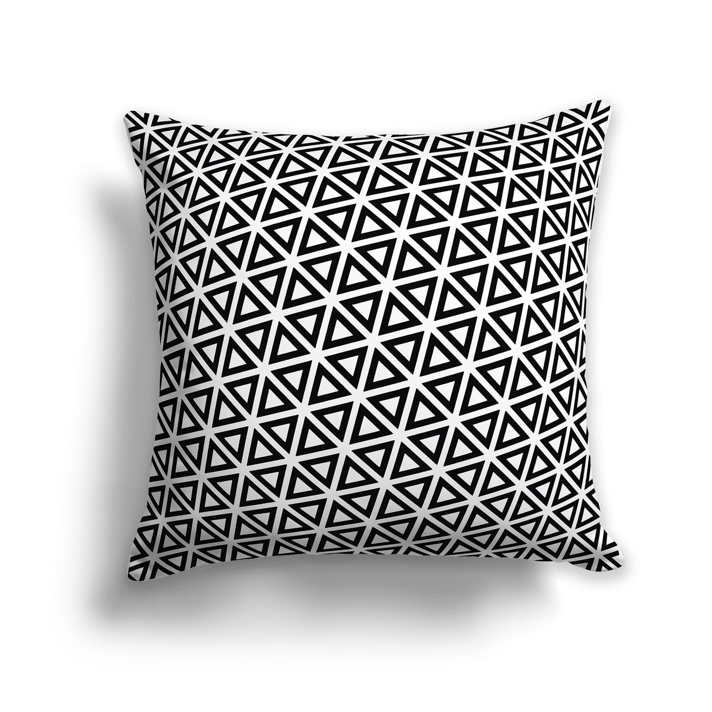 White Throw Pillow with Black Triangle Pattern on Both Sides | Faux Suede | 26 x 26 inches
