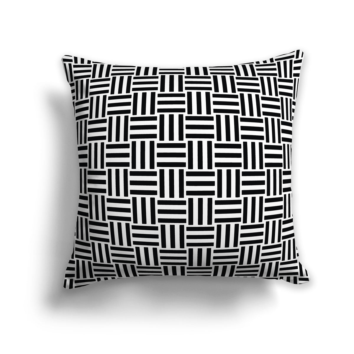 White Throw Pillow with Black Basket Weave Pattern on Both Sides | Faux Suede | 26 x 26 inches
