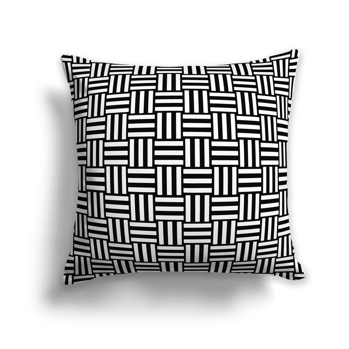 Black Throw Pillow with White Basket Weave Pattern on Both Sides | Faux Suede | 26 x 26 inches