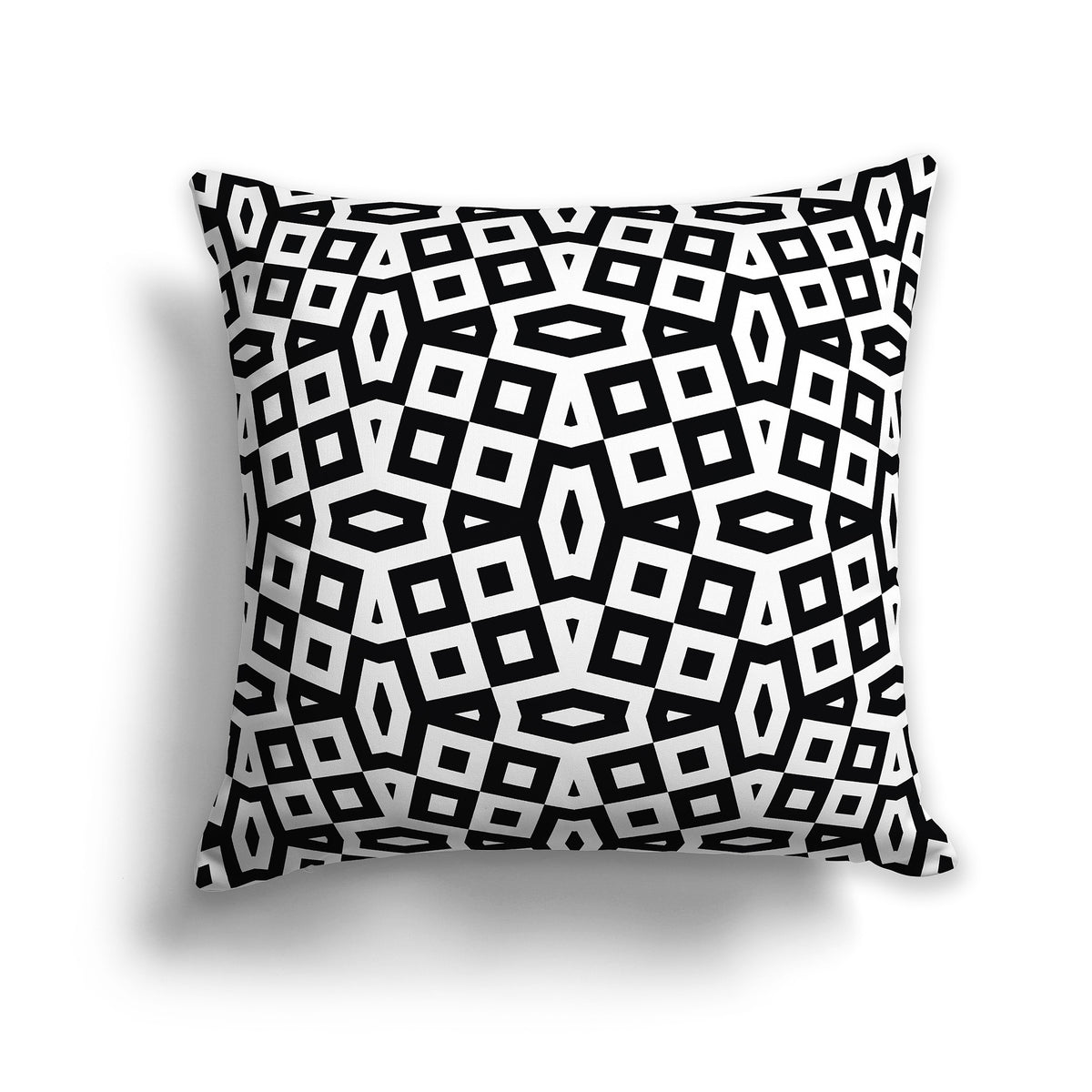 White Throw Pillow with Black Geometric Pattern on Both Sides | Faux Suede | 26 x 26 inches