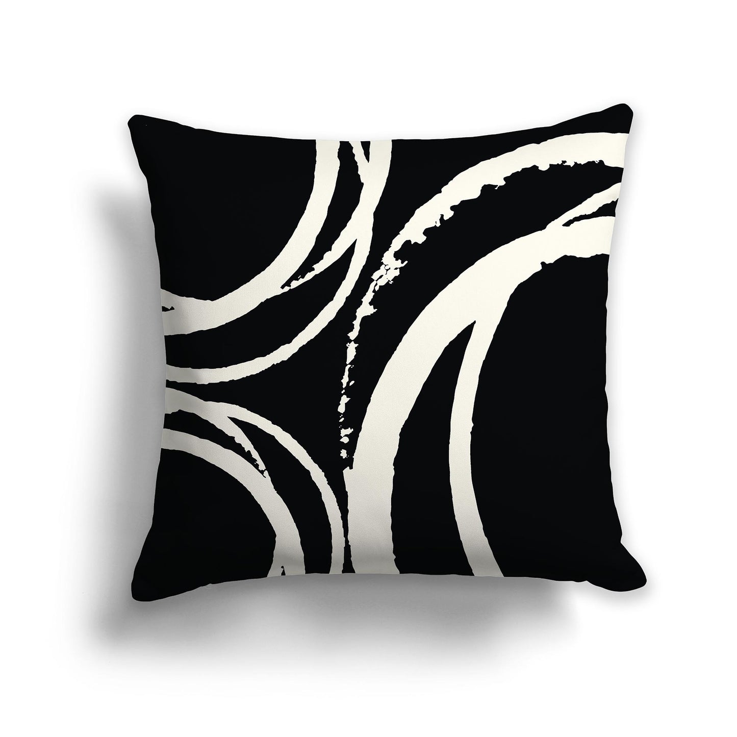 Square Throw Pillow with Pale Cream Circular Pattern on Black