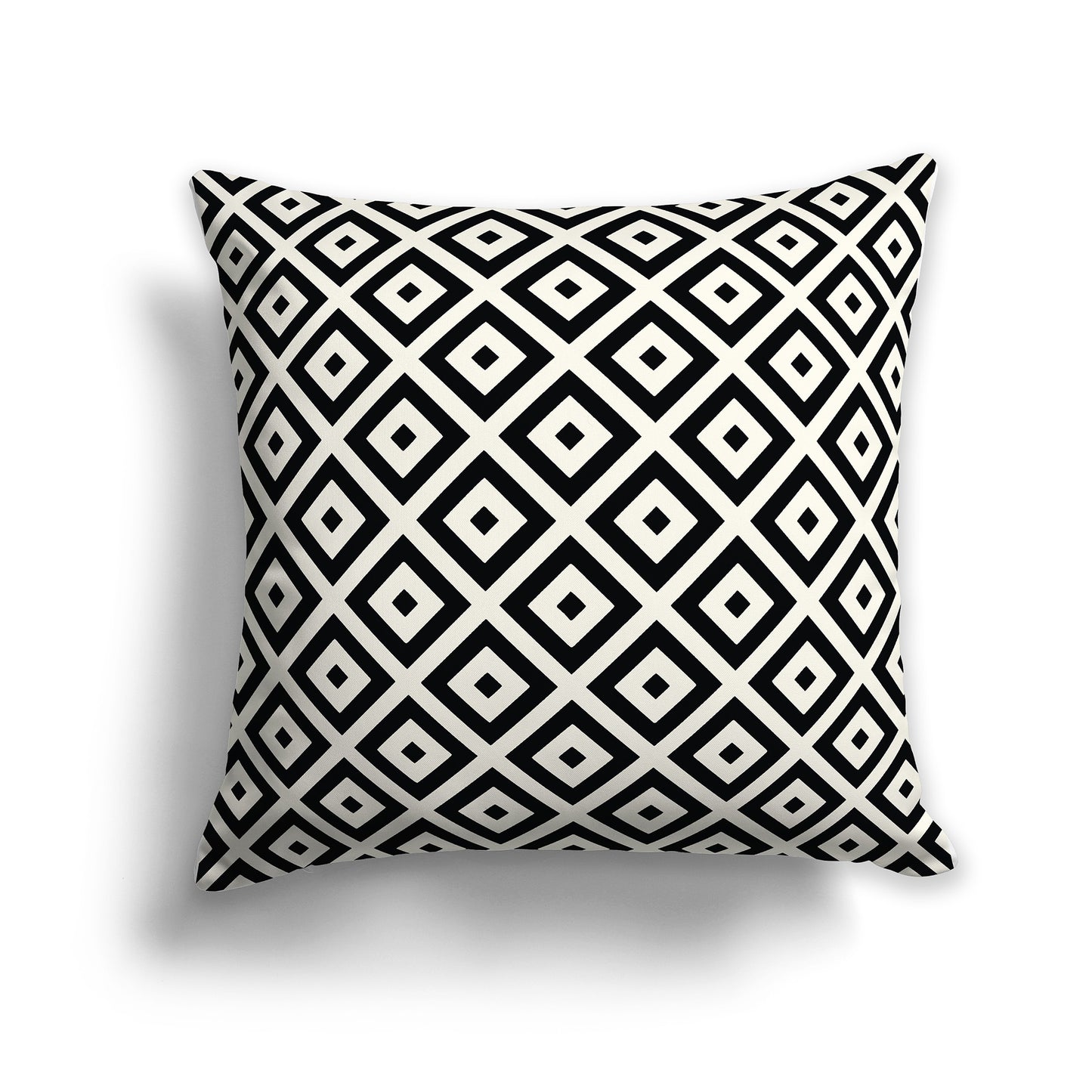 16x16 inch Throw Pillow with Pale Cream Pattern on Black