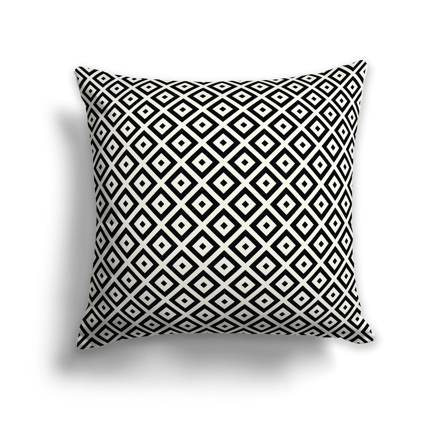 Throw Pillow with Black and Pale Cream Radiating Squares on Both Sides | Faux Suede | 26 x 26 inches