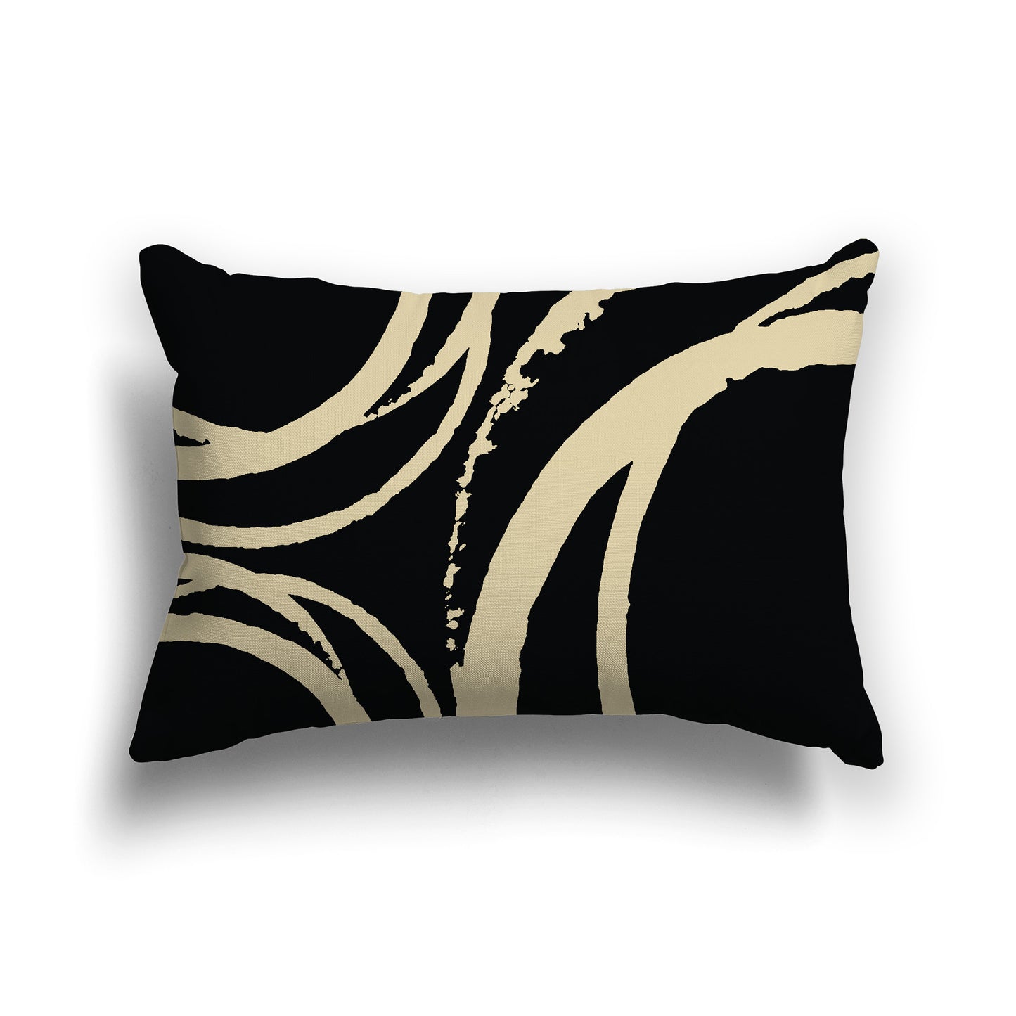 Lumbar Throw Pillow with Desert Sand Circular Pattern on Black