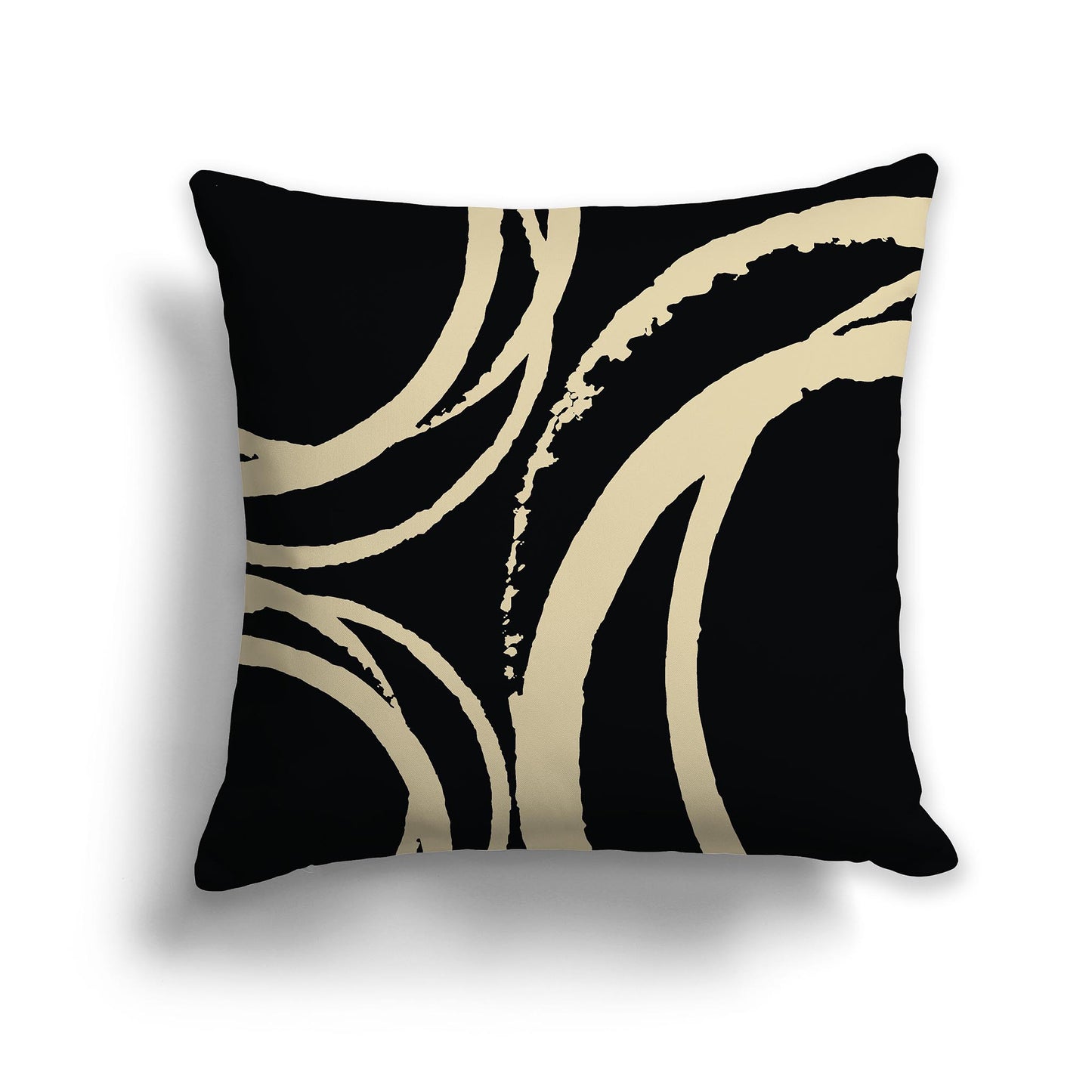 Square Throw Pillow with Desert Sand Circular Pattern on Black